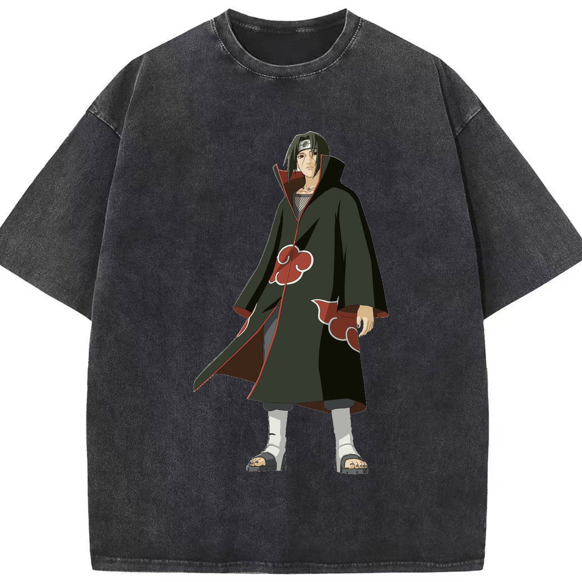 （画像用） NARUTO -ナルト- うちは イタチ Uchiha Itachi 綿100% ヴィンテージ風 半袖Tシャツ（フロントプリント）
