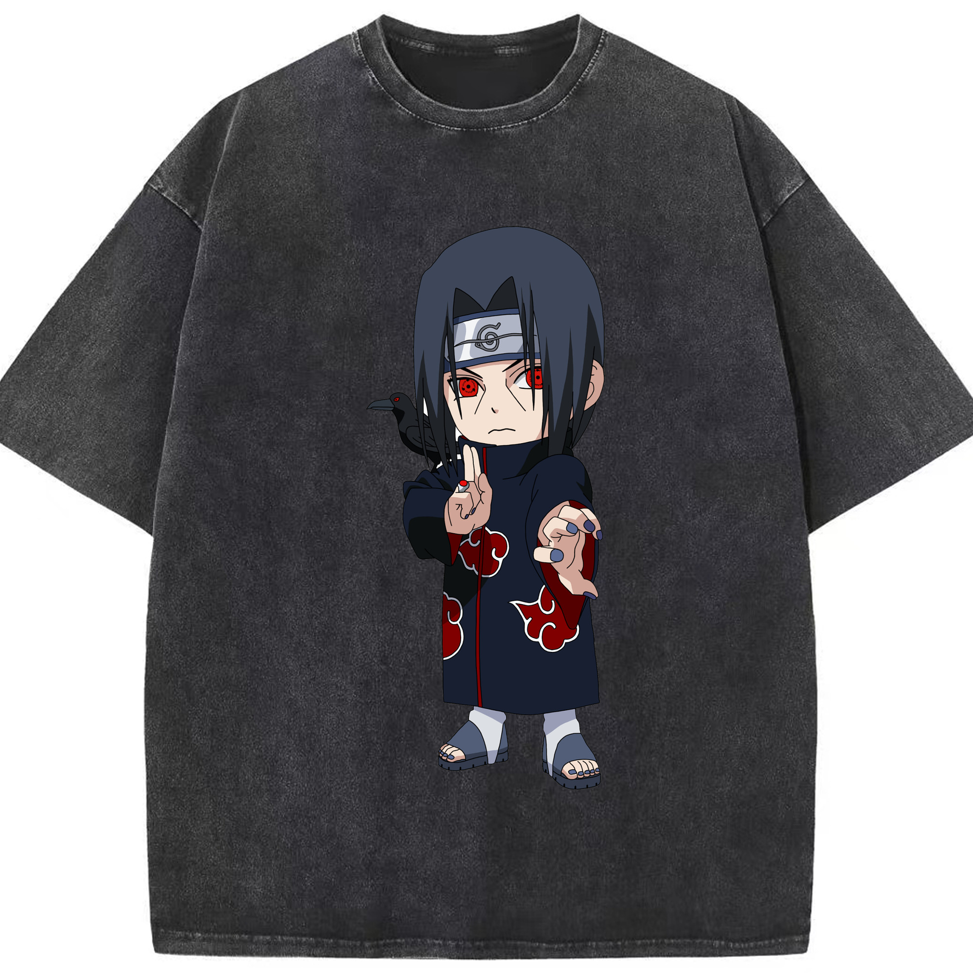（画像用） NARUTO -ナルト- うちは イタチ Uchiha Itachi 綿100% ヴィンテージ風 半袖Tシャツ（フロントプリント）