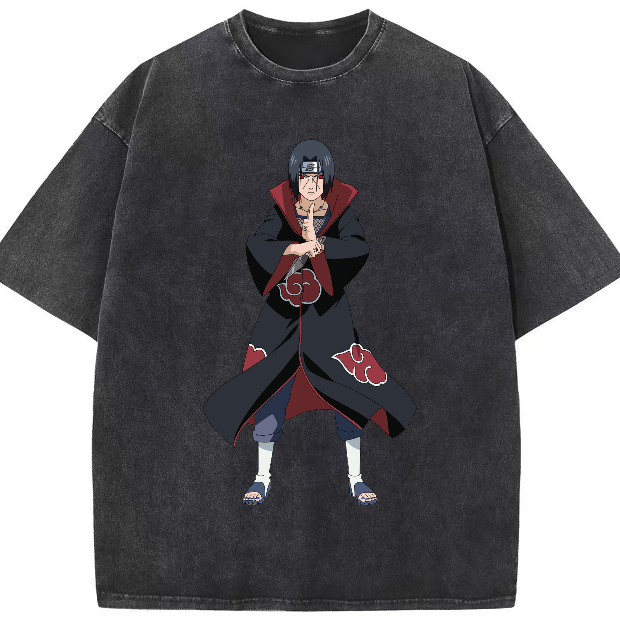 （画像用） NARUTO -ナルト- うちは イタチ Uchiha Itachi 綿100% ヴィンテージ風 半袖Tシャツ（フロントプリント）