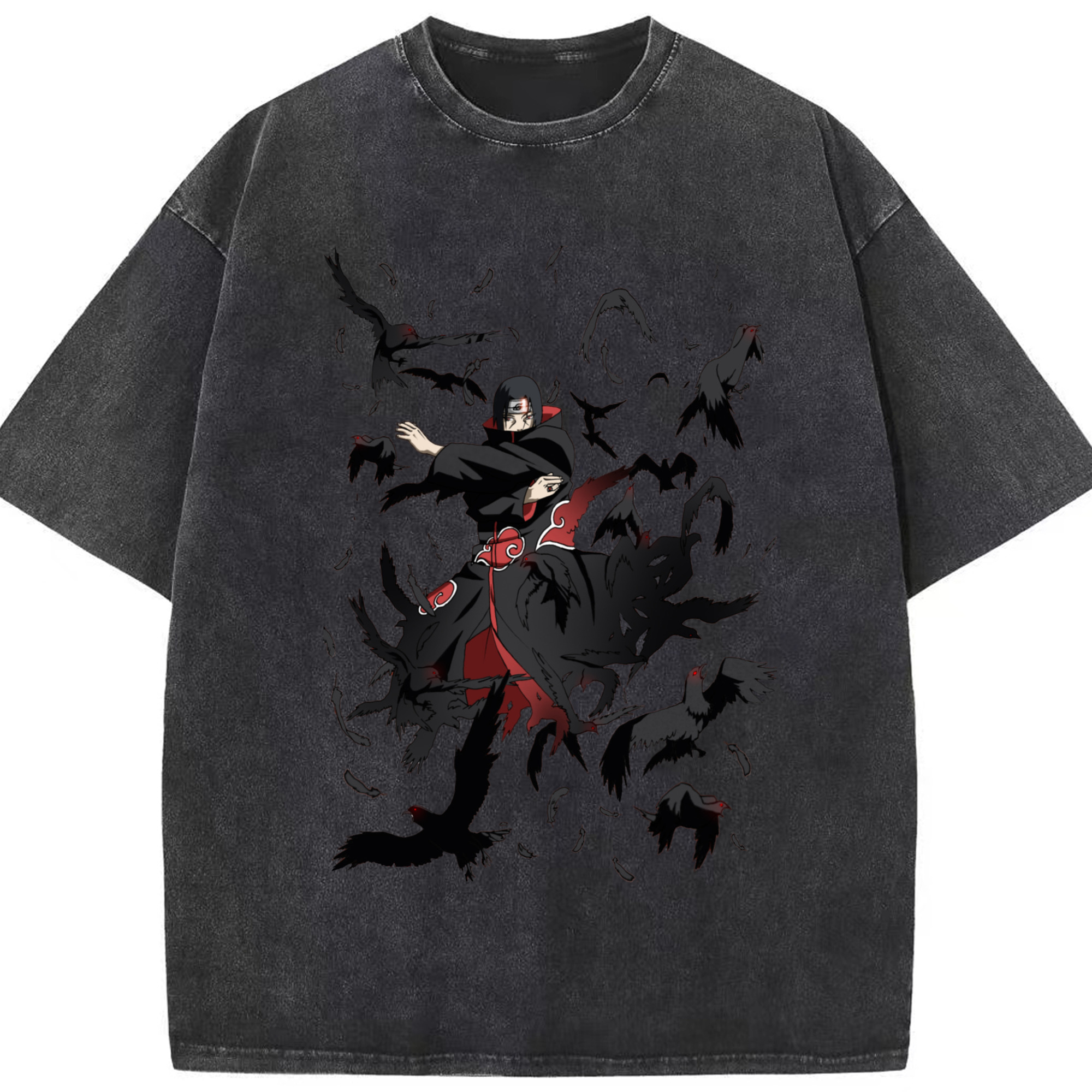 （画像用） NARUTO -ナルト- うちは イタチ Uchiha Itachi 綿100% ヴィンテージ風 半袖Tシャツ（フロントプリント）
