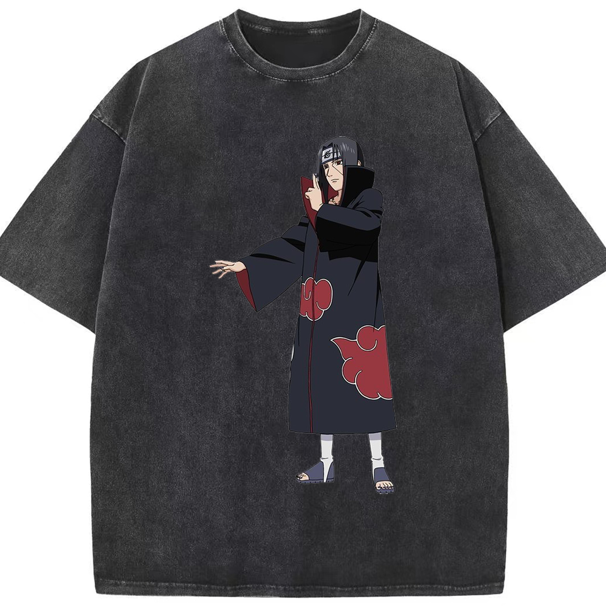 （画像用） NARUTO -ナルト- うちは イタチ Uchiha Itachi 綿100% ヴィンテージ風 半袖Tシャツ（フロントプリント）