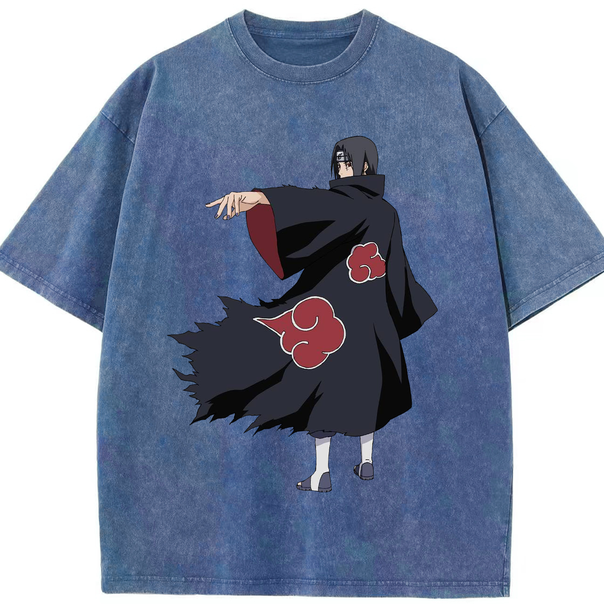 （画像用） NARUTO -ナルト- うちは イタチ Uchiha Itachi 綿100% ヴィンテージ風 半袖Tシャツ（フロントプリント）