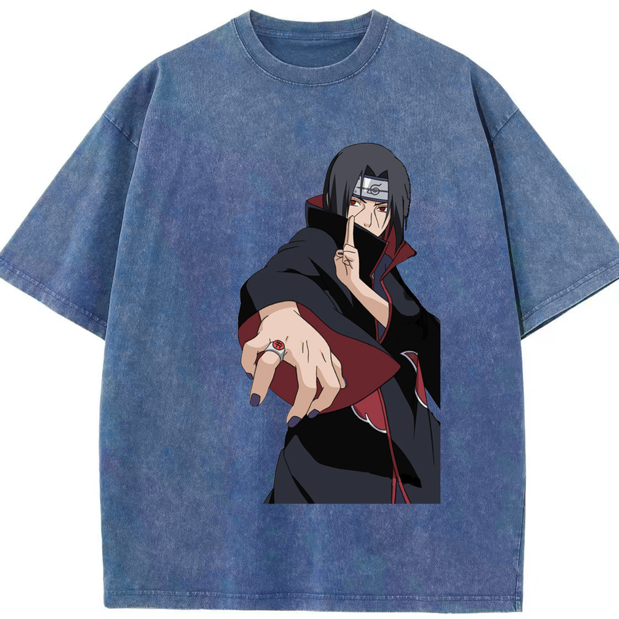 （画像用） NARUTO -ナルト- うちは イタチ Uchiha Itachi 綿100% ヴィンテージ風 半袖Tシャツ（フロントプリント）