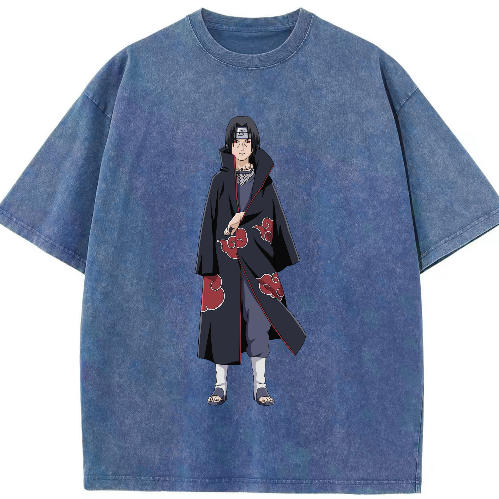 （画像用） NARUTO -ナルト- うちは イタチ Uchiha Itachi 綿100% ヴィンテージ風 半袖Tシャツ（フロントプリント）