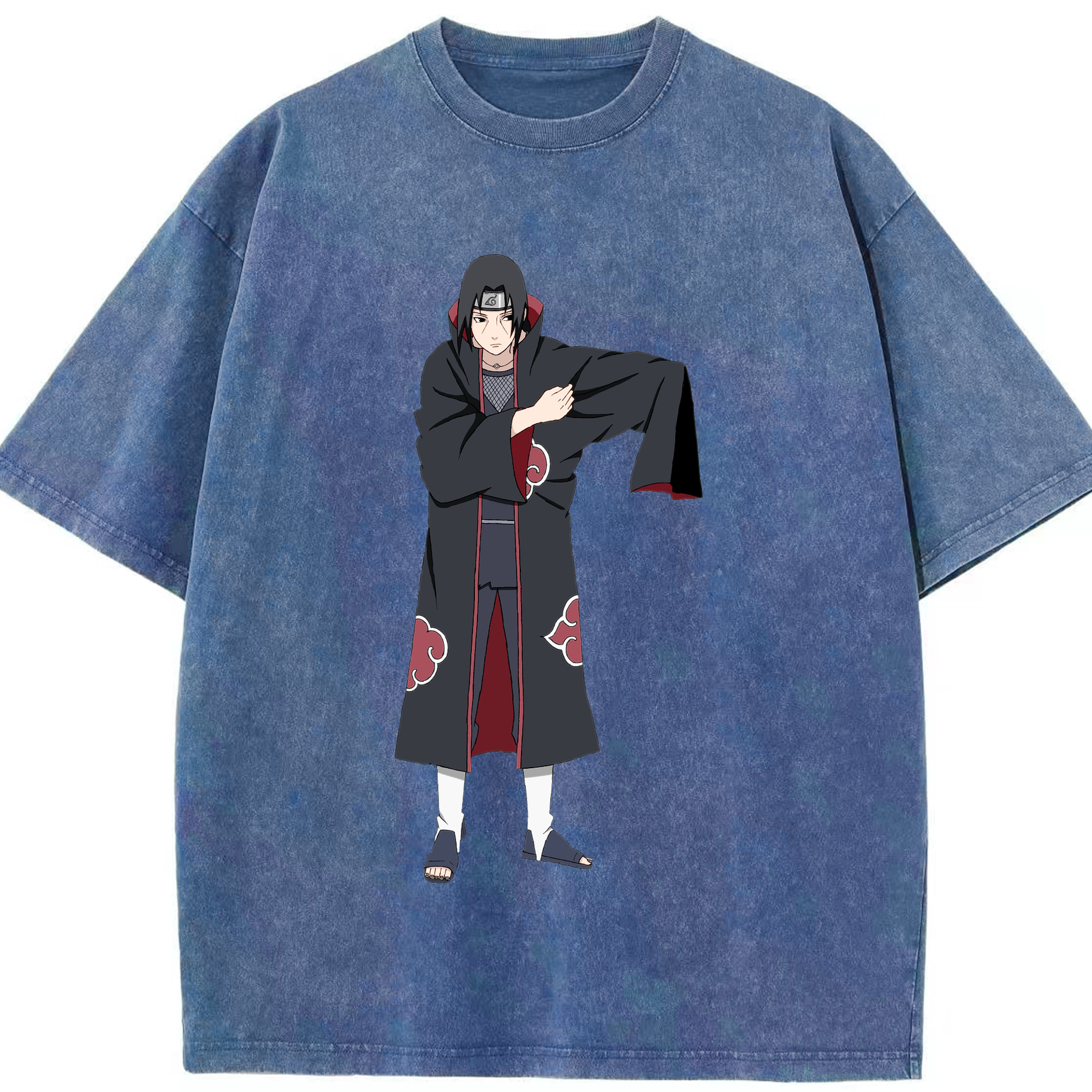 （画像用） NARUTO -ナルト- うちは イタチ Uchiha Itachi 綿100% ヴィンテージ風 半袖Tシャツ（フロントプリント）