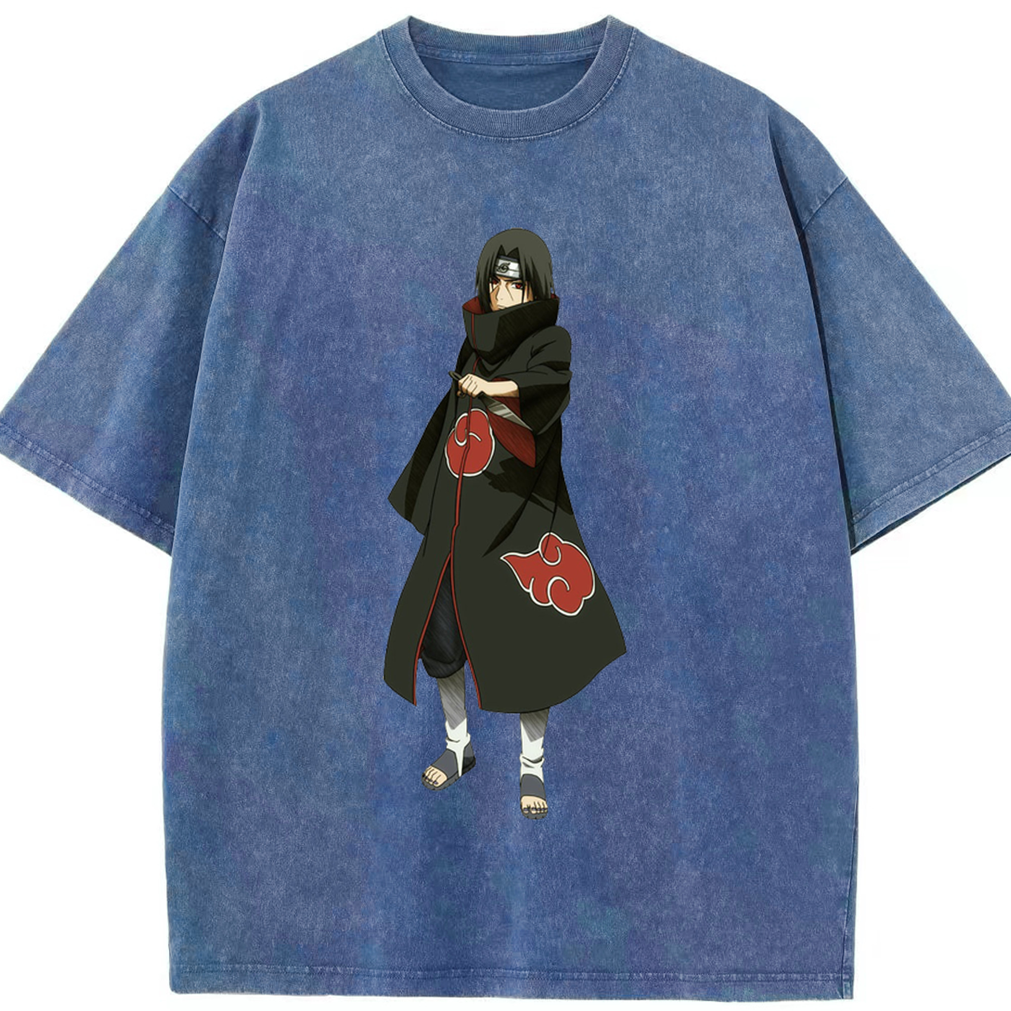 （画像用） NARUTO -ナルト- うちは イタチ Uchiha Itachi 綿100% ヴィンテージ風 半袖Tシャツ（フロントプリント）