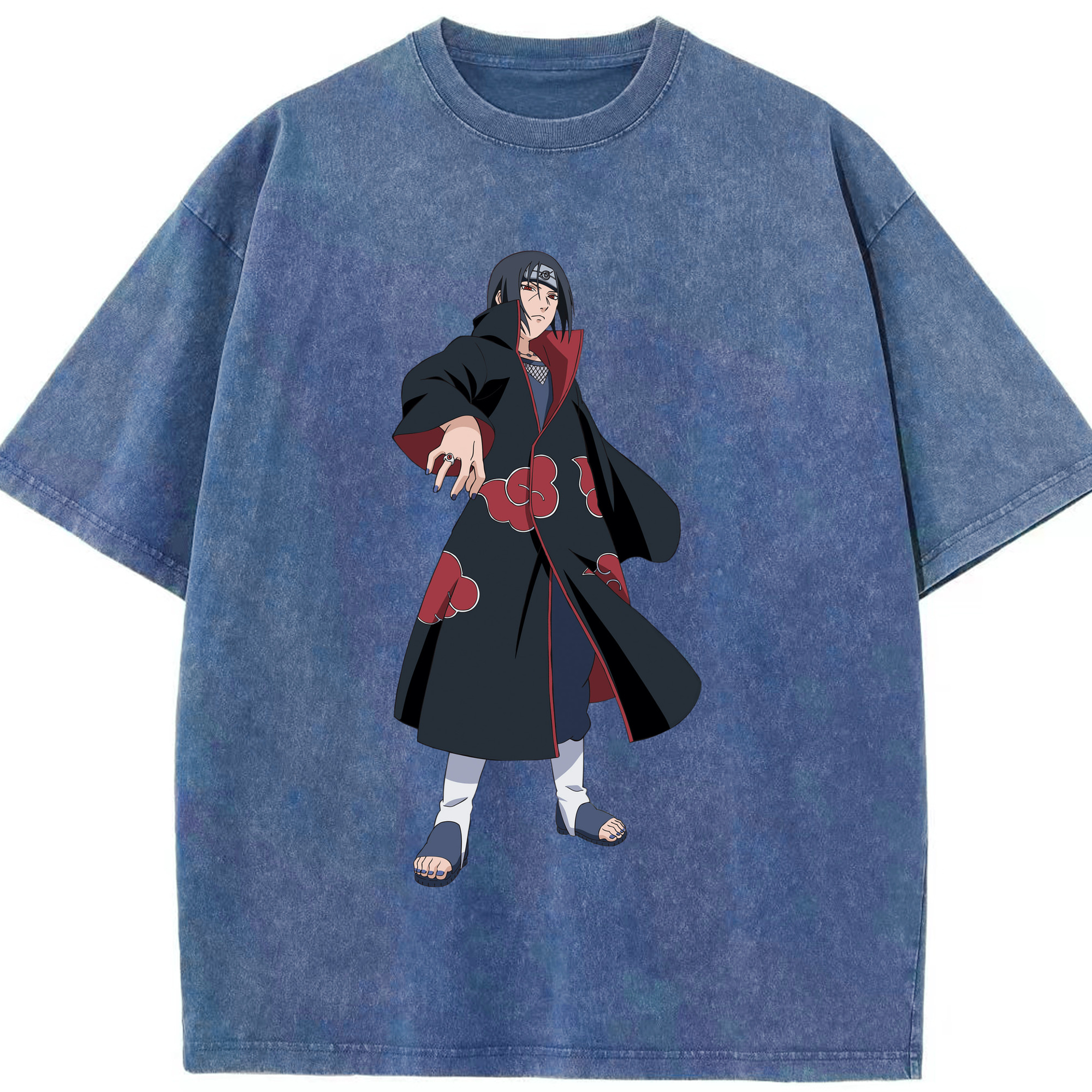 （画像用） NARUTO -ナルト- うちは イタチ Uchiha Itachi 綿100% ヴィンテージ風 半袖Tシャツ（フロントプリント）