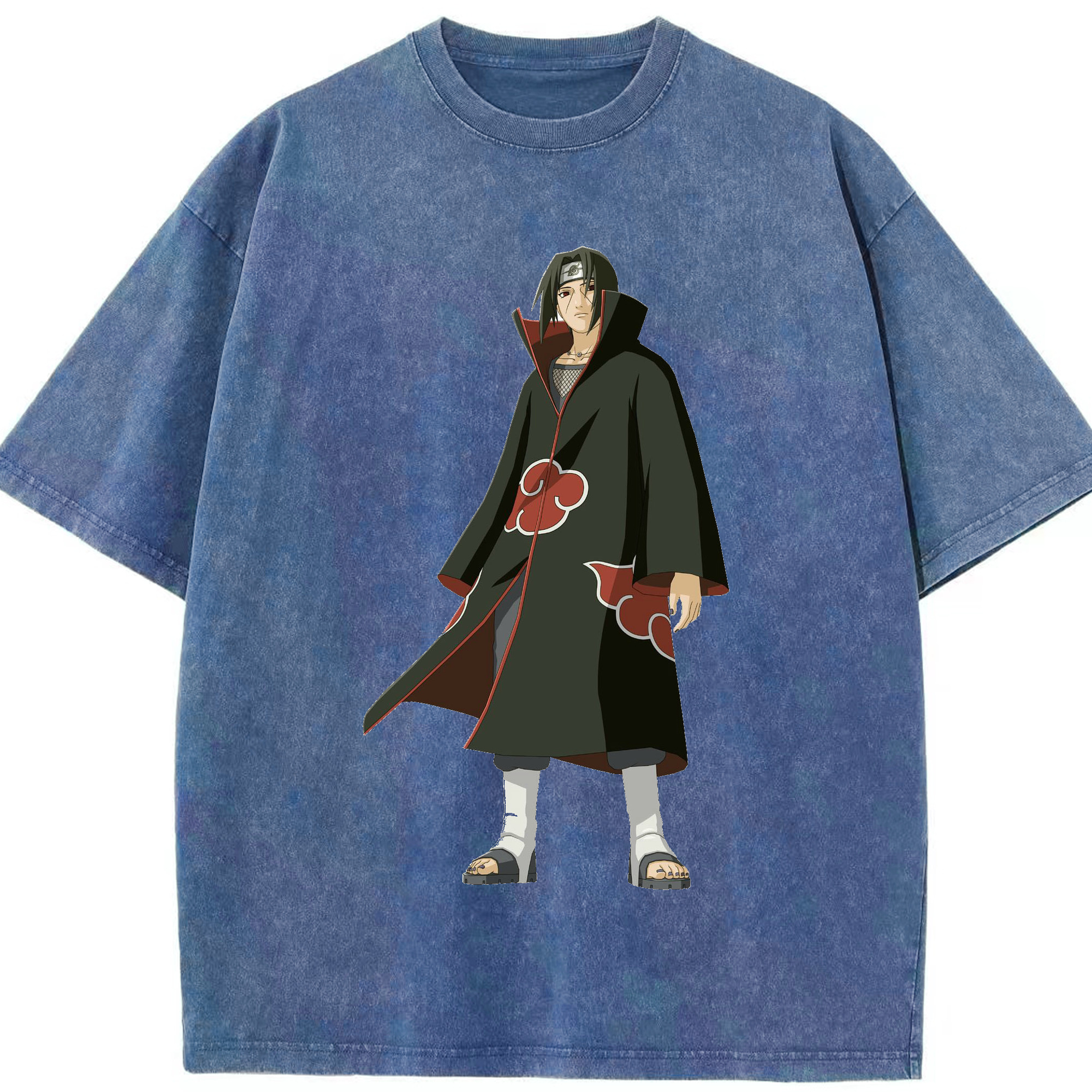 （画像用） NARUTO -ナルト- うちは イタチ Uchiha Itachi 綿100% ヴィンテージ風 半袖Tシャツ（フロントプリント）