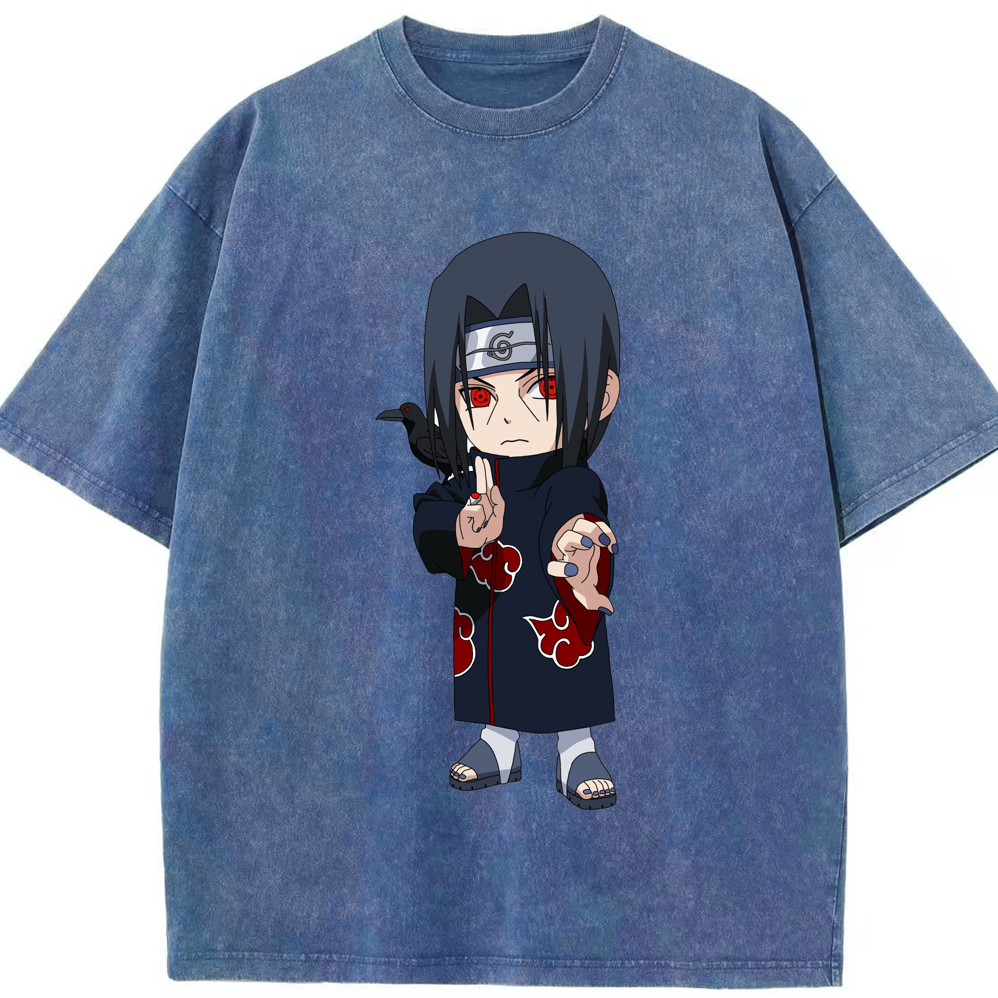 （画像用） NARUTO -ナルト- うちは イタチ Uchiha Itachi 綿100% ヴィンテージ風 半袖Tシャツ（フロントプリント）