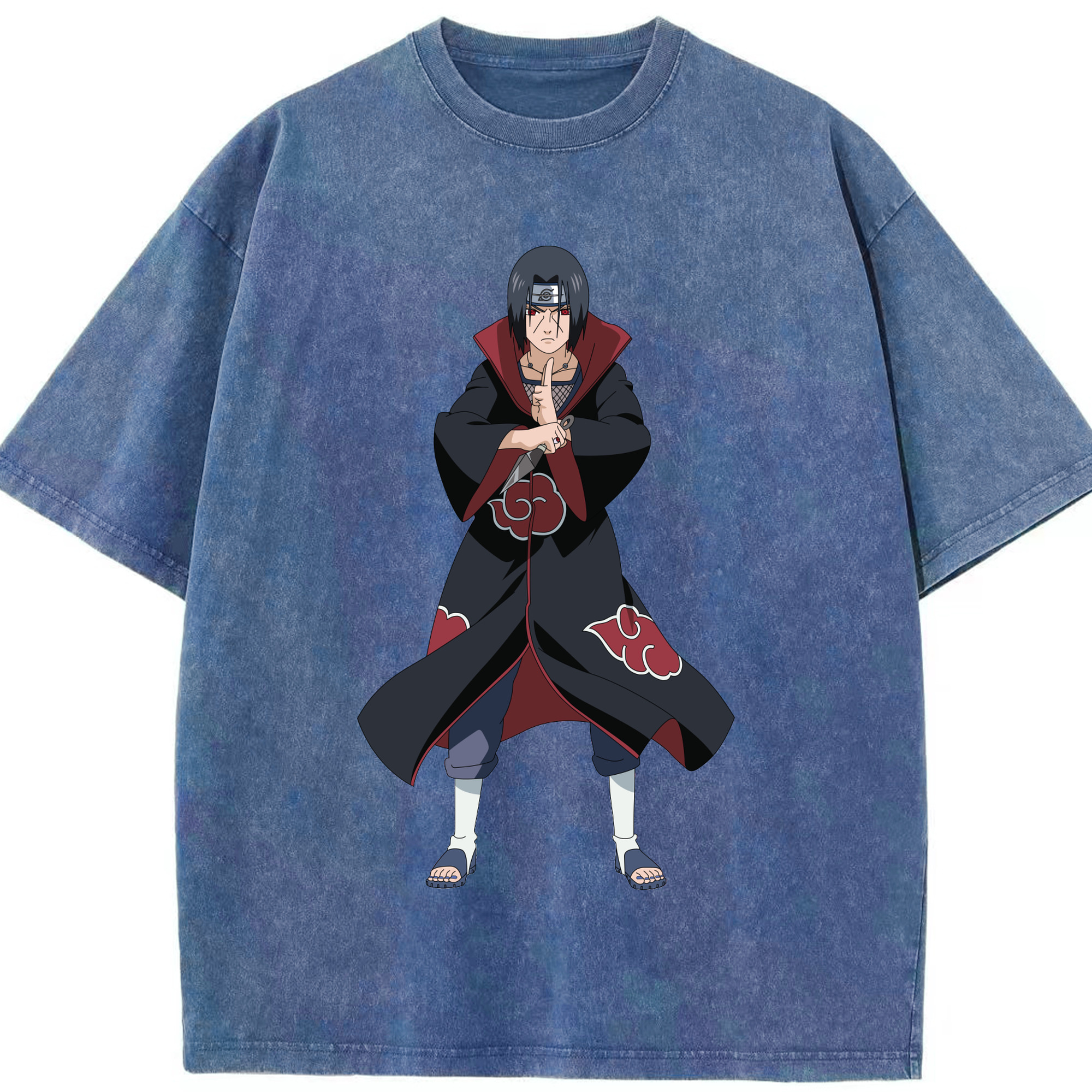 （画像用） NARUTO -ナルト- うちは イタチ Uchiha Itachi 綿100% ヴィンテージ風 半袖Tシャツ（フロントプリント）