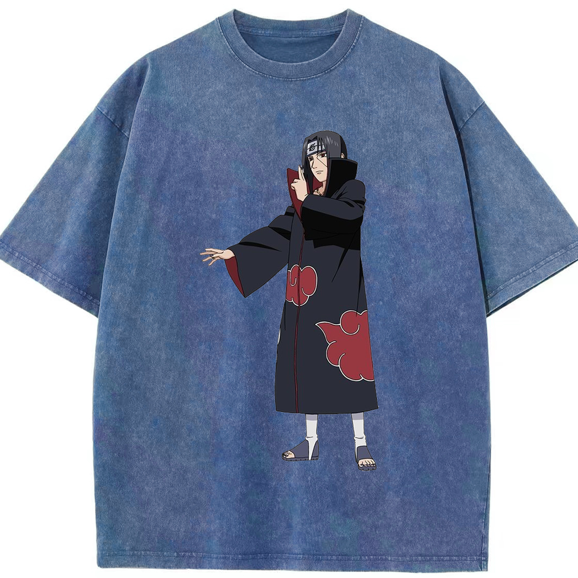 （画像用） NARUTO -ナルト- うちは イタチ Uchiha Itachi 綿100% ヴィンテージ風 半袖Tシャツ（フロントプリント）