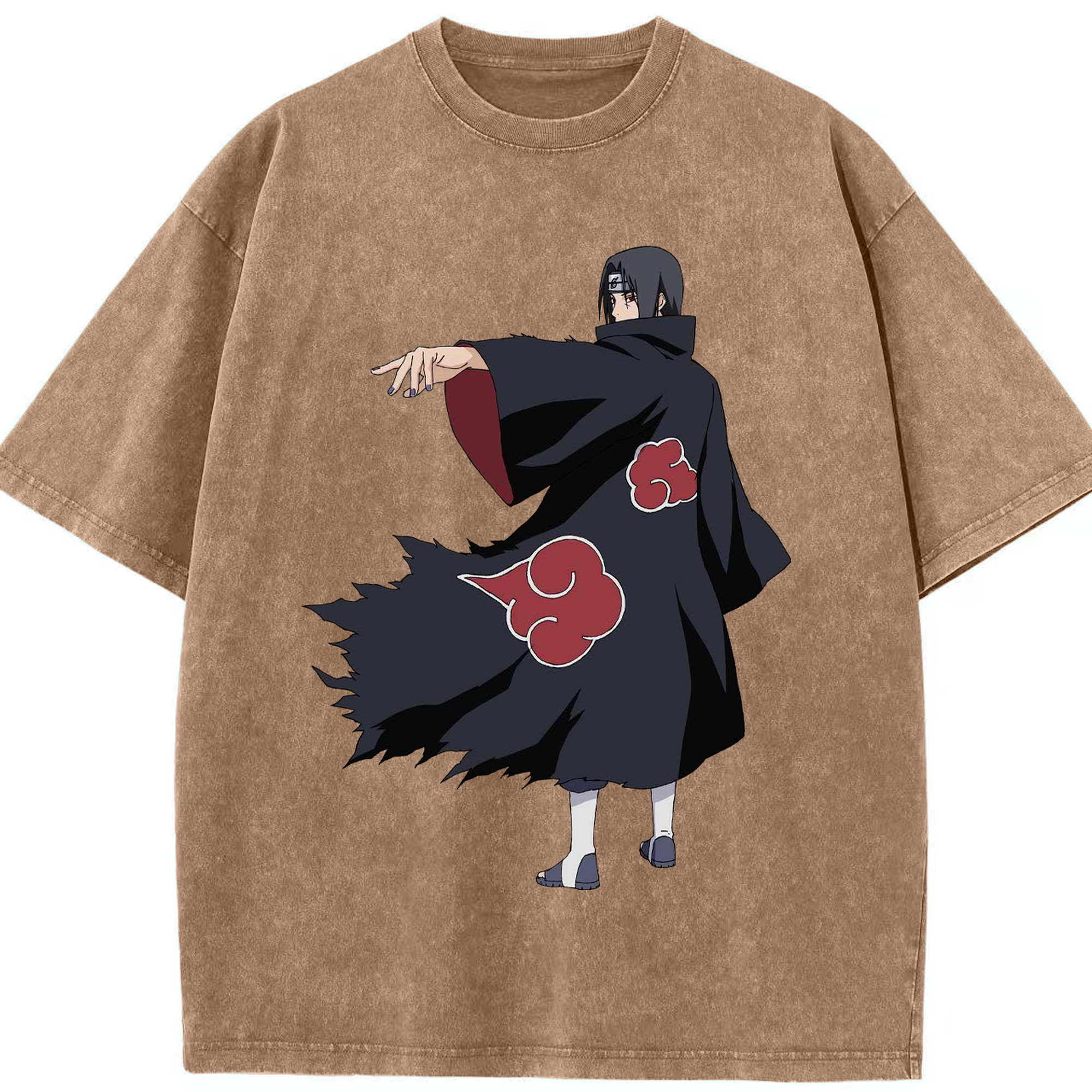 （画像用） NARUTO -ナルト- うちは イタチ Uchiha Itachi 綿100% ヴィンテージ風 半袖Tシャツ（フロントプリント）