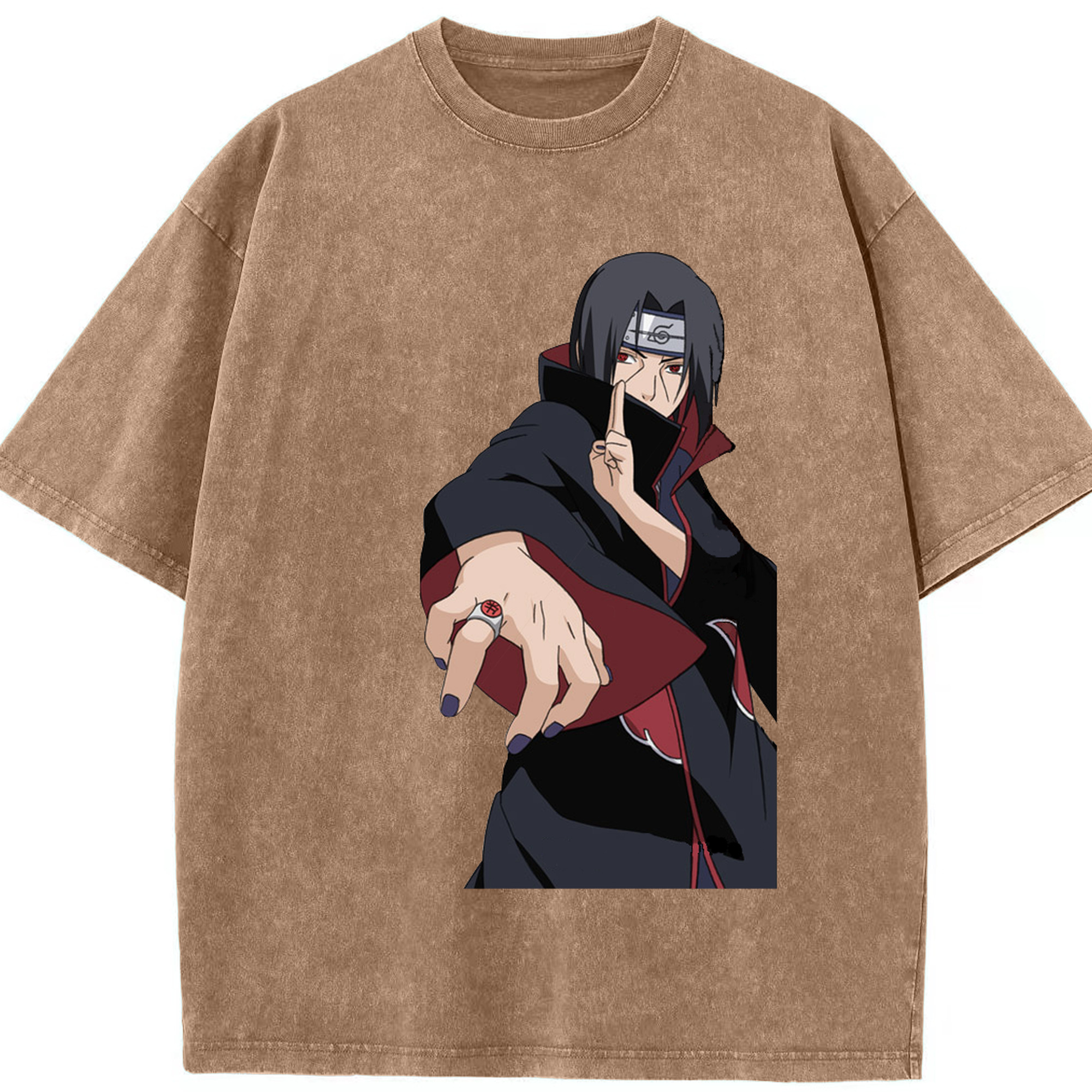 （画像用） NARUTO -ナルト- うちは イタチ Uchiha Itachi 綿100% ヴィンテージ風 半袖Tシャツ（フロントプリント）