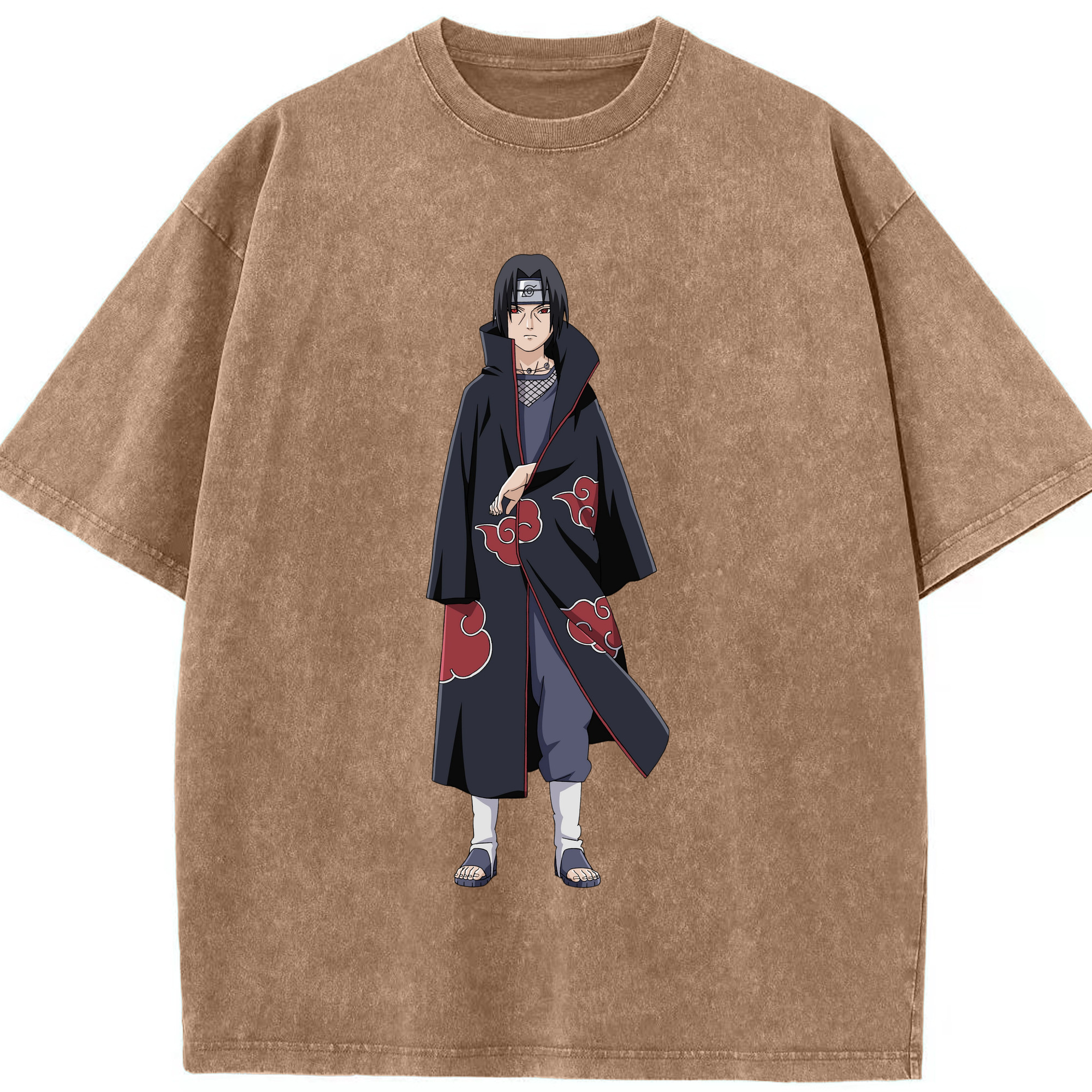 （画像用） NARUTO -ナルト- うちは イタチ Uchiha Itachi 綿100% ヴィンテージ風 半袖Tシャツ（フロントプリント）
