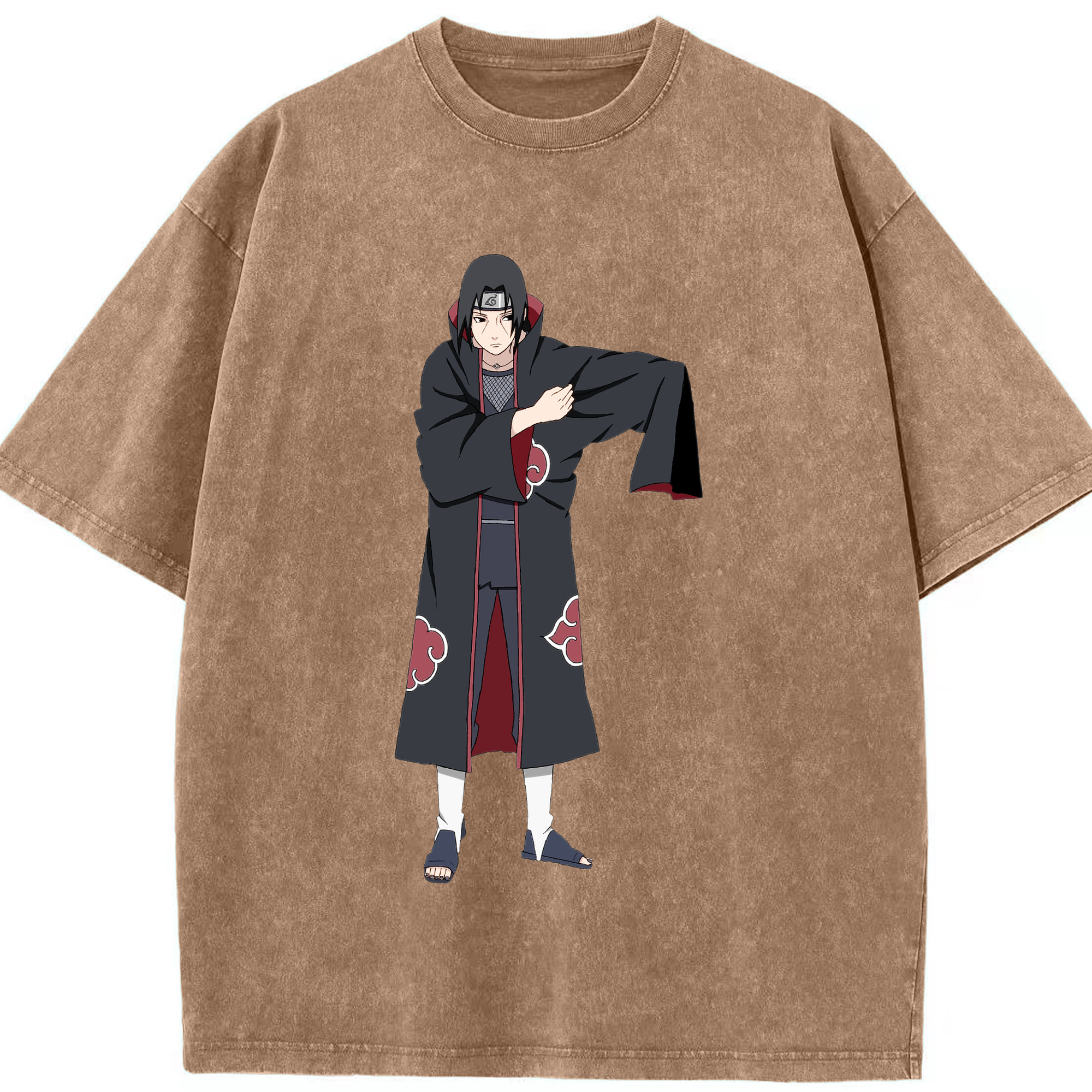 （画像用） NARUTO -ナルト- うちは イタチ Uchiha Itachi 綿100% ヴィンテージ風 半袖Tシャツ（フロントプリント）