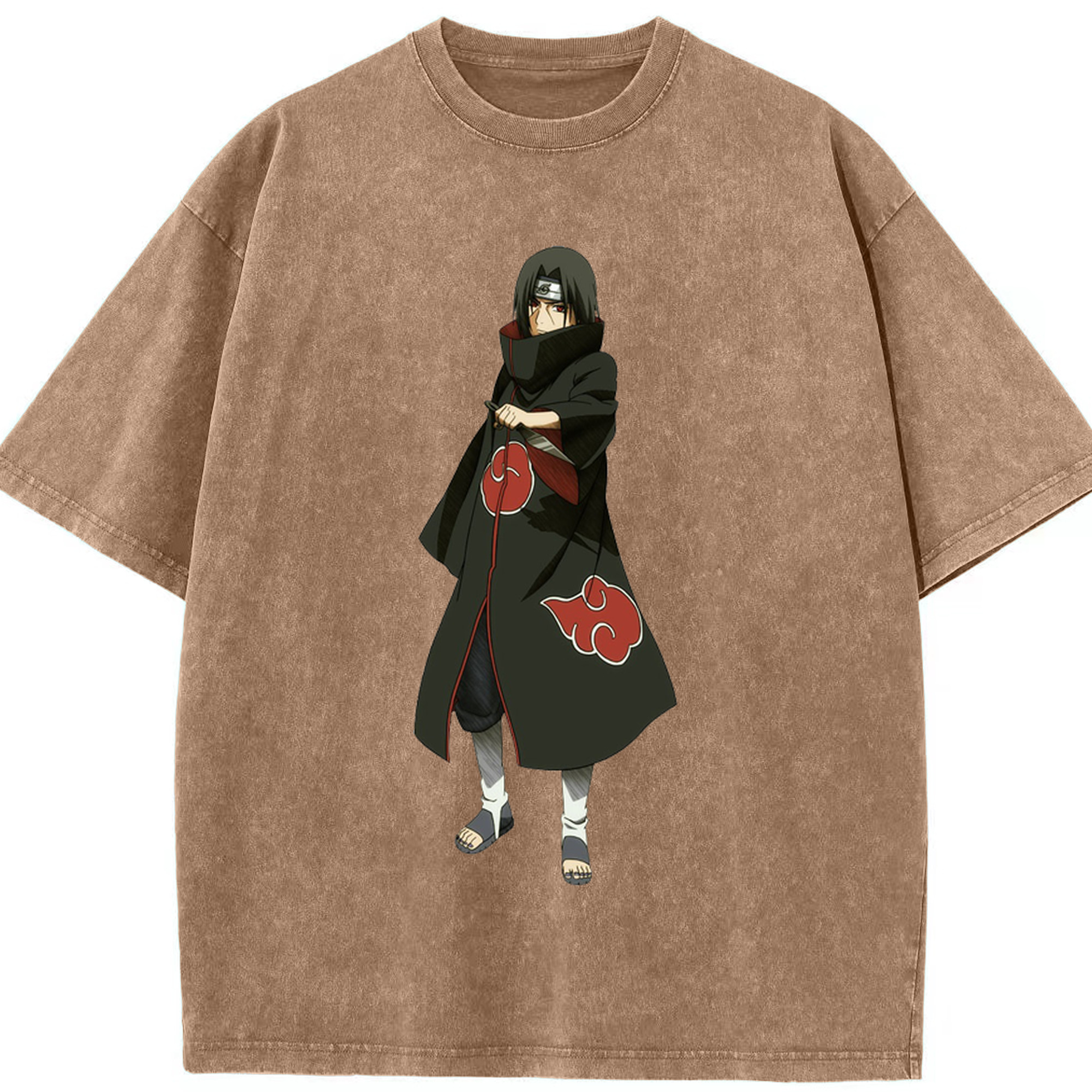 （画像用） NARUTO -ナルト- うちは イタチ Uchiha Itachi 綿100% ヴィンテージ風 半袖Tシャツ（フロントプリント）