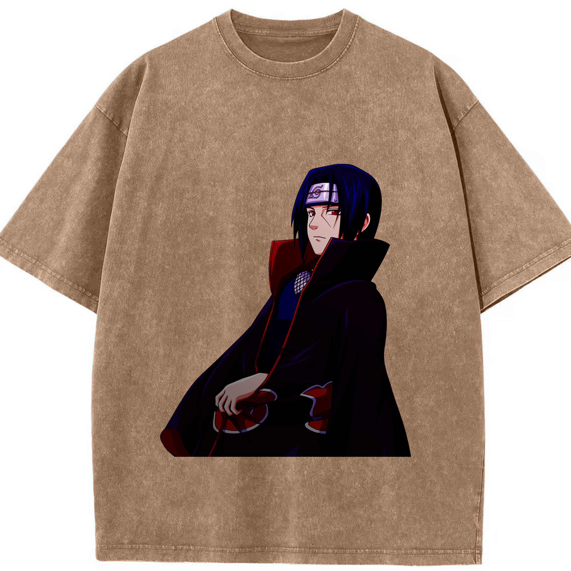（画像用） NARUTO -ナルト- うちは イタチ Uchiha Itachi 綿100% ヴィンテージ風 半袖Tシャツ（フロントプリント）