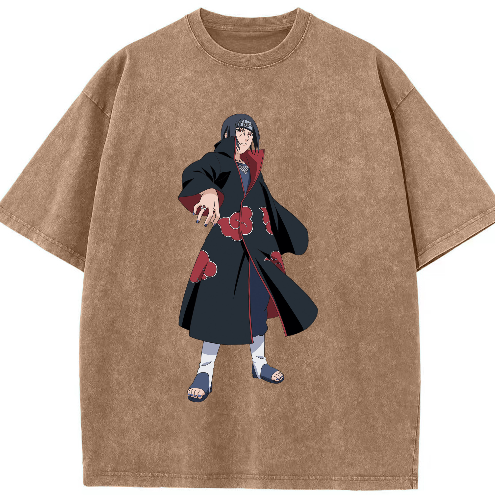 （画像用） NARUTO -ナルト- うちは イタチ Uchiha Itachi 綿100% ヴィンテージ風 半袖Tシャツ（フロントプリント）