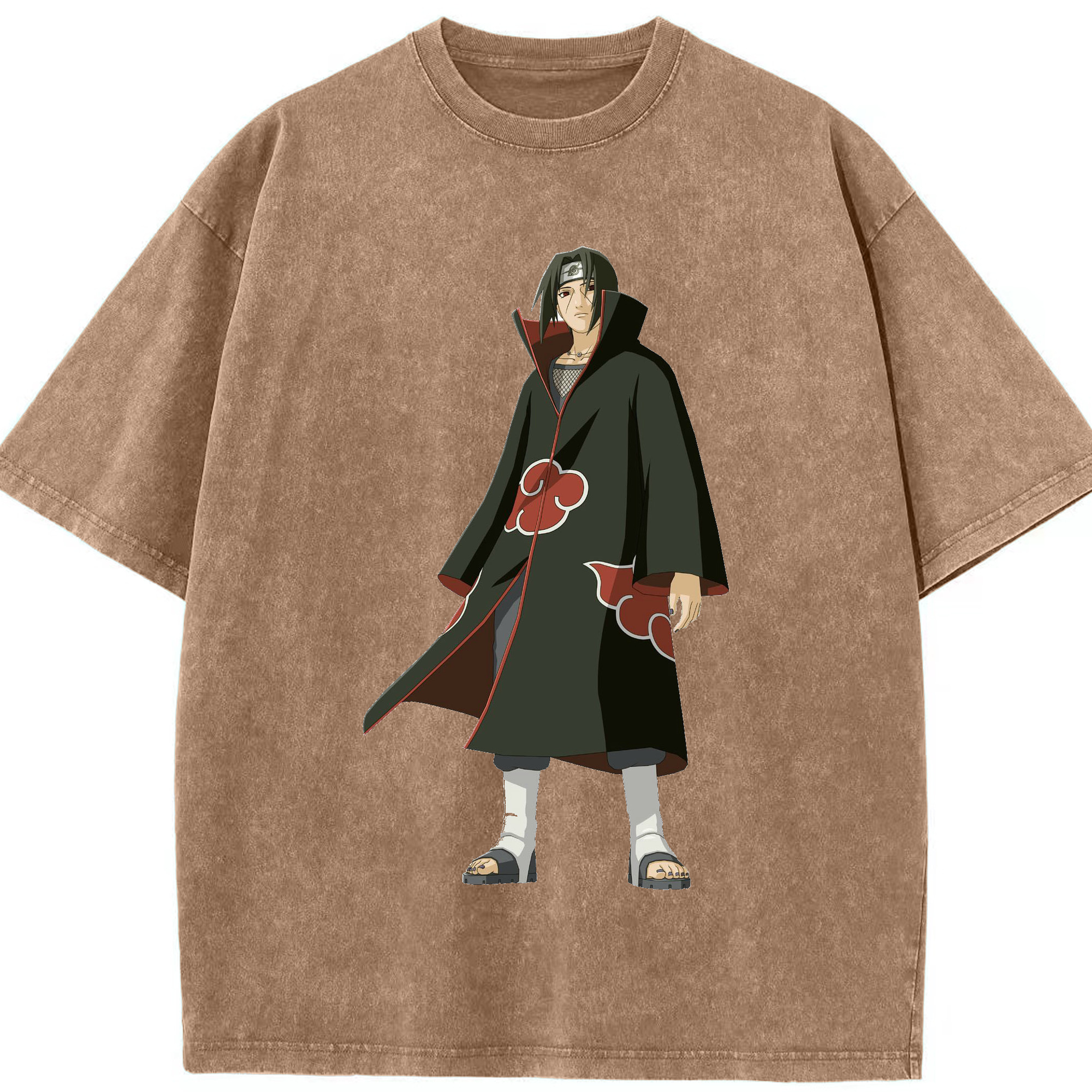 （画像用） NARUTO -ナルト- うちは イタチ Uchiha Itachi 綿100% ヴィンテージ風 半袖Tシャツ（フロントプリント）