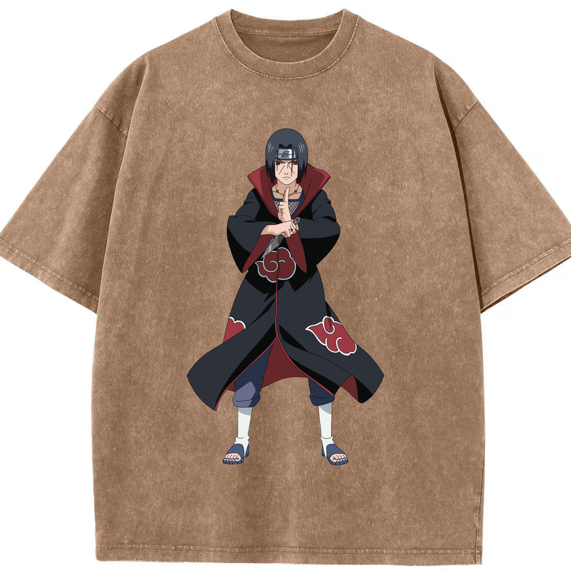 （画像用） NARUTO -ナルト- うちは イタチ Uchiha Itachi 綿100% ヴィンテージ風 半袖Tシャツ（フロントプリント）