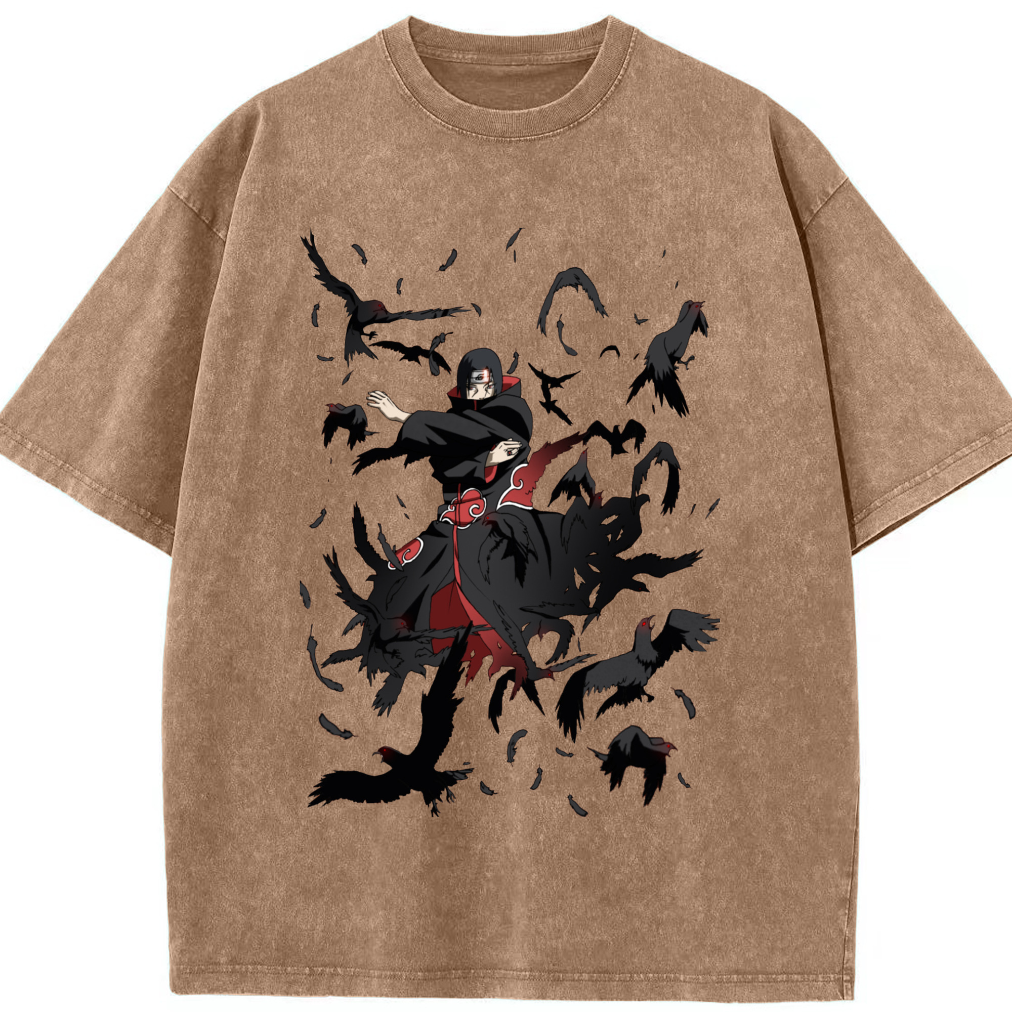 （画像用） NARUTO -ナルト- うちは イタチ Uchiha Itachi 綿100% ヴィンテージ風 半袖Tシャツ（フロントプリント）
