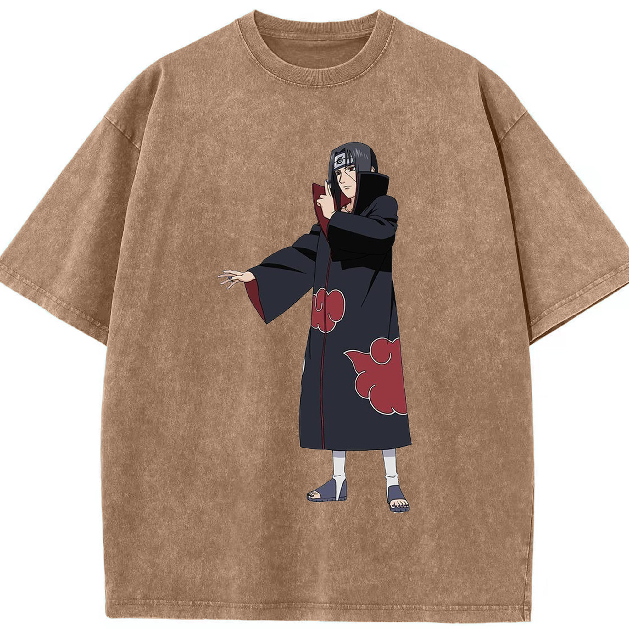 （画像用） NARUTO -ナルト- うちは イタチ Uchiha Itachi 綿100% ヴィンテージ風 半袖Tシャツ（フロントプリント）