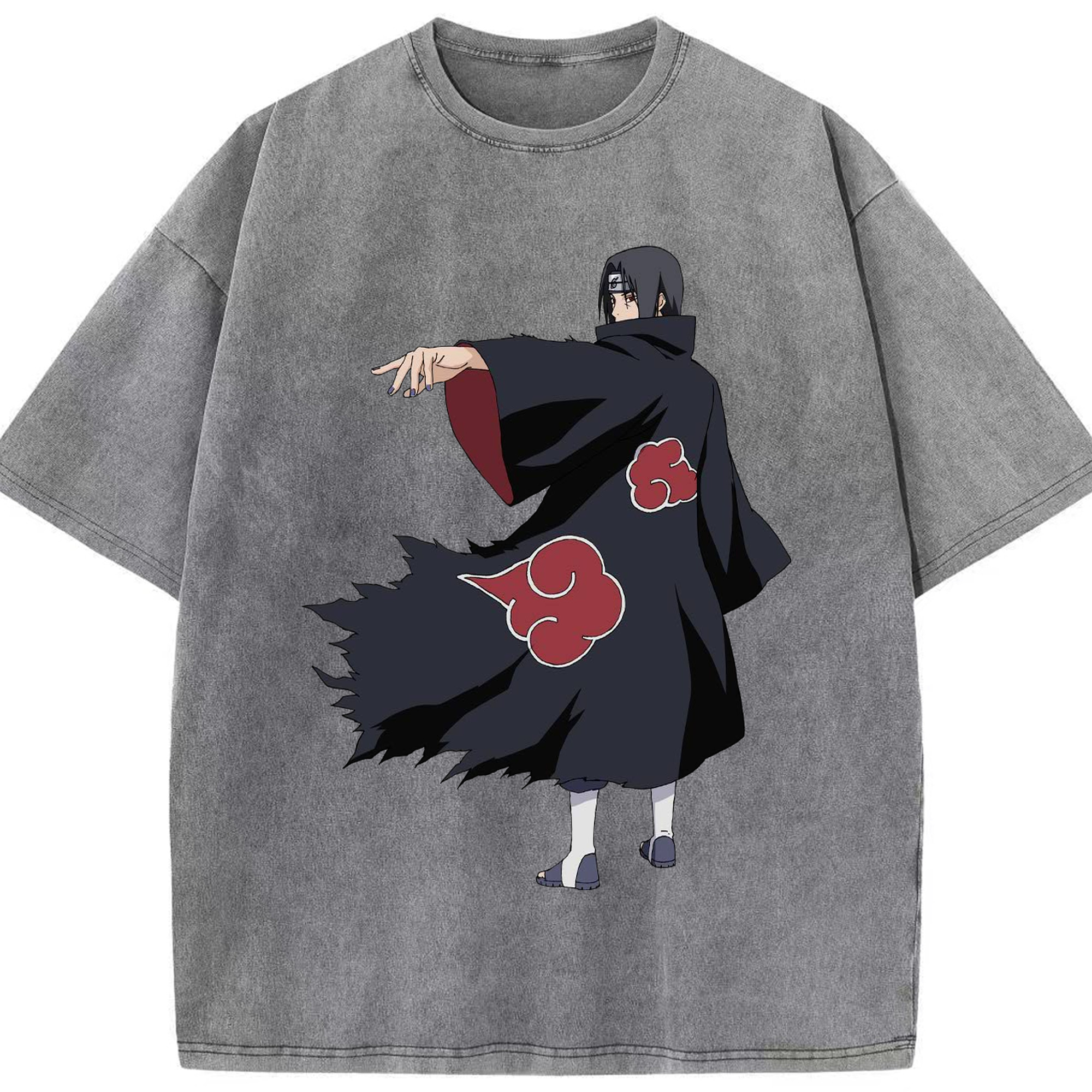 （画像用） NARUTO -ナルト- うちは イタチ Uchiha Itachi 綿100% ヴィンテージ風 半袖Tシャツ（フロントプリント）