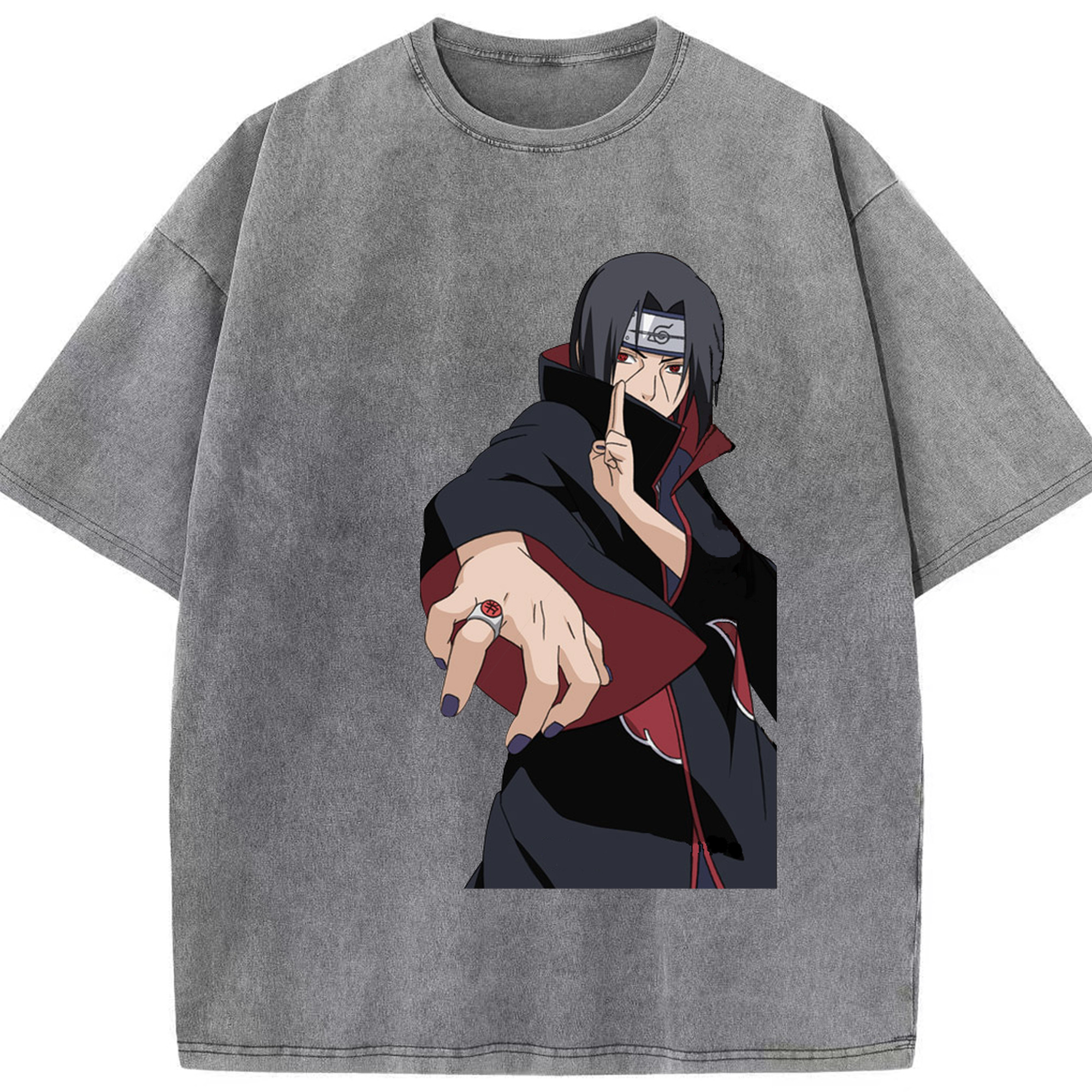 （画像用） NARUTO -ナルト- うちは イタチ Uchiha Itachi 綿100% ヴィンテージ風 半袖Tシャツ（フロントプリント）