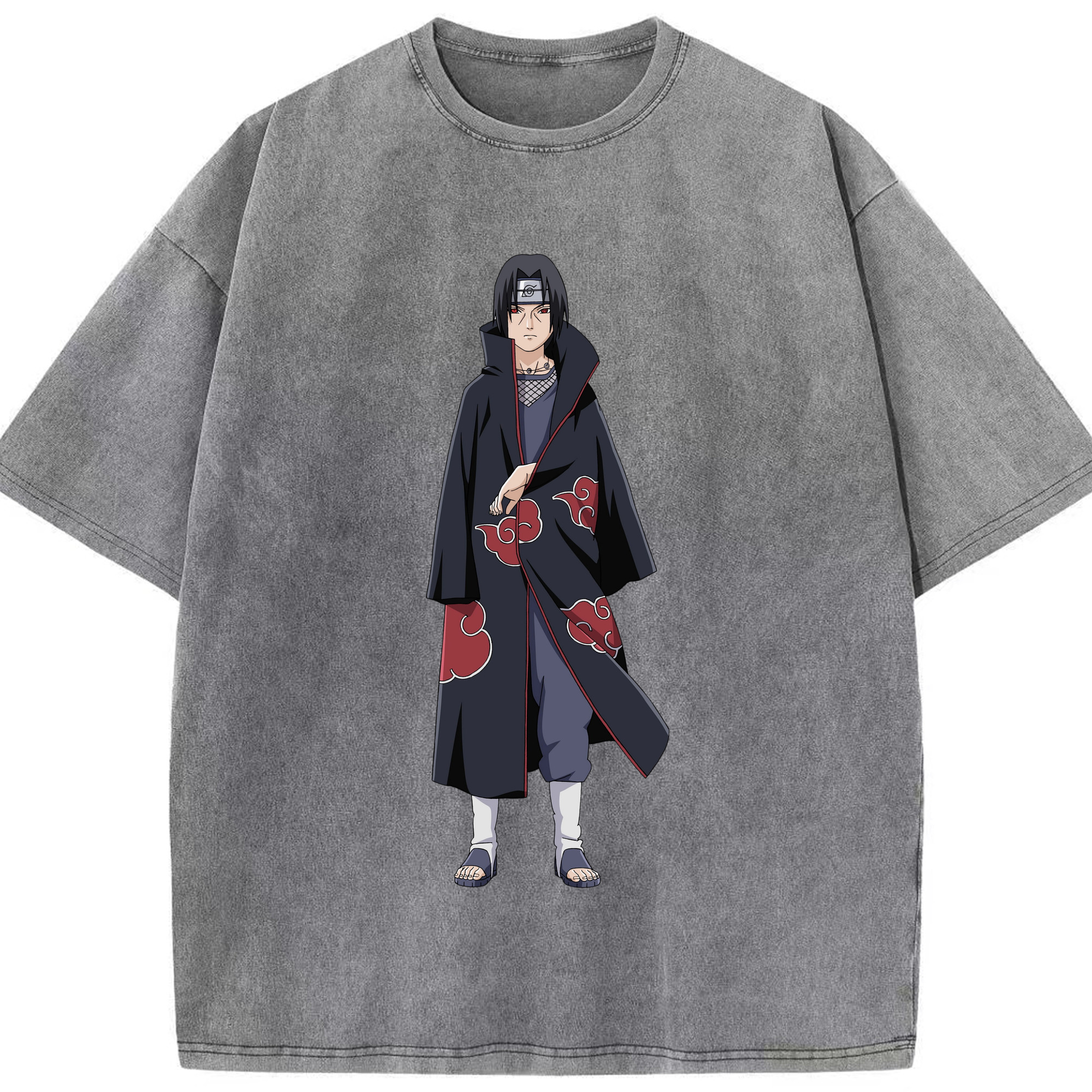 （画像用） NARUTO -ナルト- うちは イタチ Uchiha Itachi 綿100% ヴィンテージ風 半袖Tシャツ（フロントプリント）