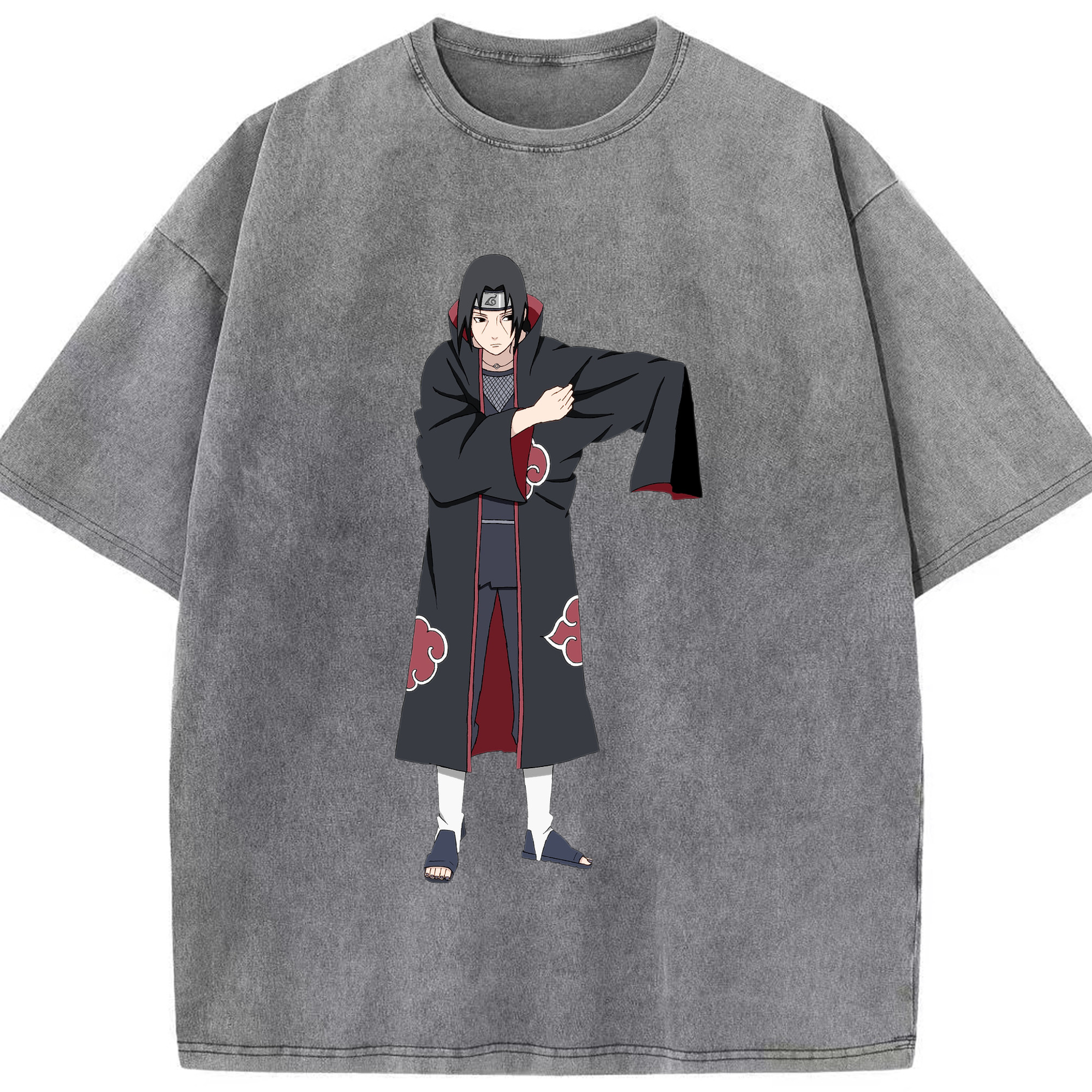 （画像用） NARUTO -ナルト- うちは イタチ Uchiha Itachi 綿100% ヴィンテージ風 半袖Tシャツ（フロントプリント）