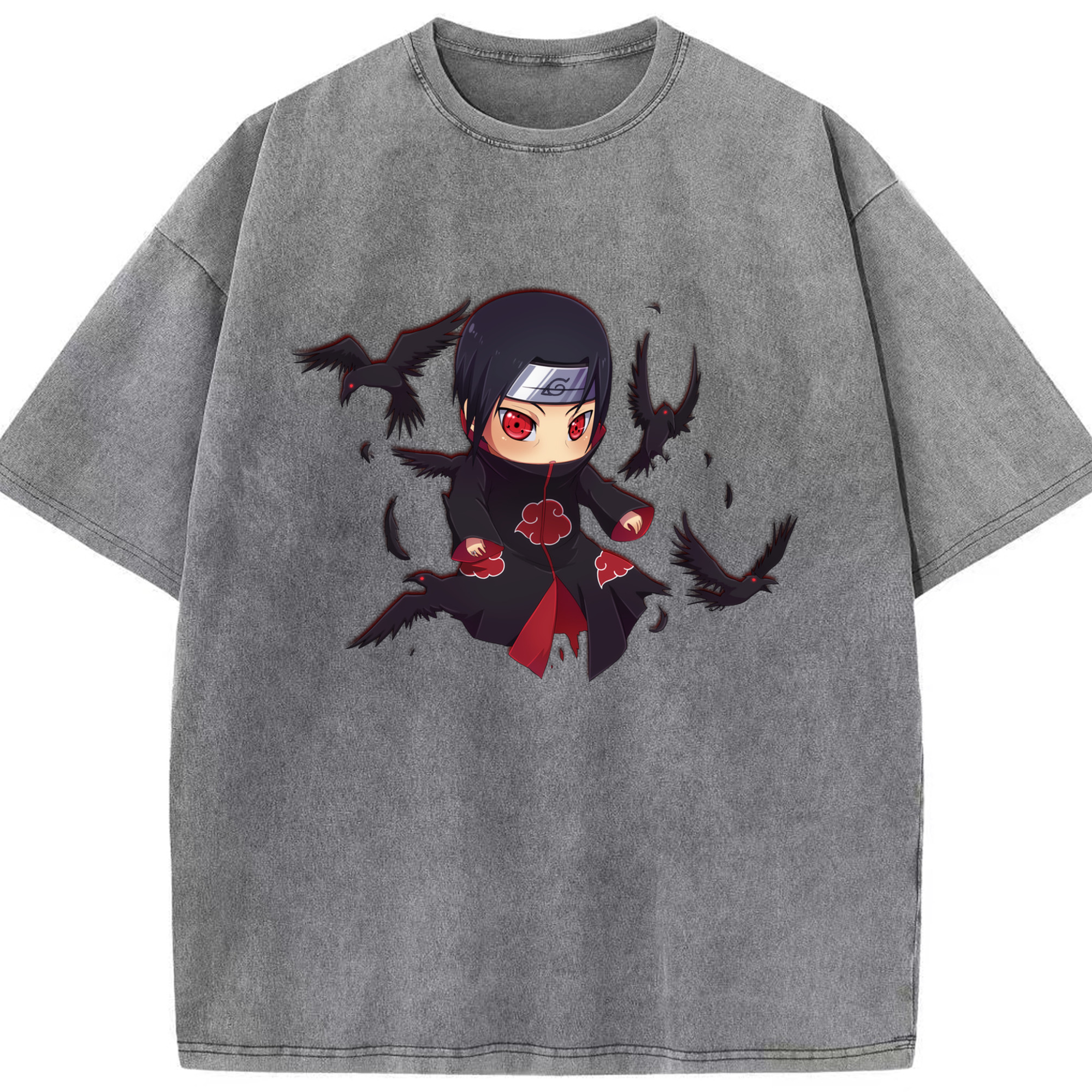 （画像用） NARUTO -ナルト- うちは イタチ Uchiha Itachi 綿100% ヴィンテージ風 半袖Tシャツ（フロントプリント）