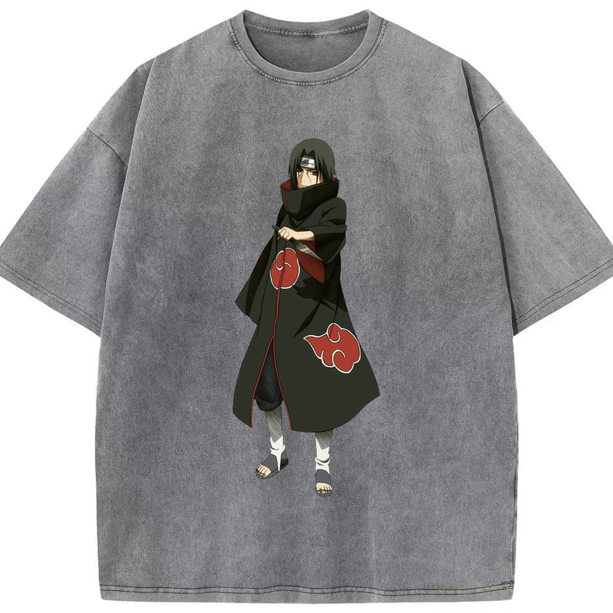 （画像用） NARUTO -ナルト- うちは イタチ Uchiha Itachi 綿100% ヴィンテージ風 半袖Tシャツ（フロントプリント）