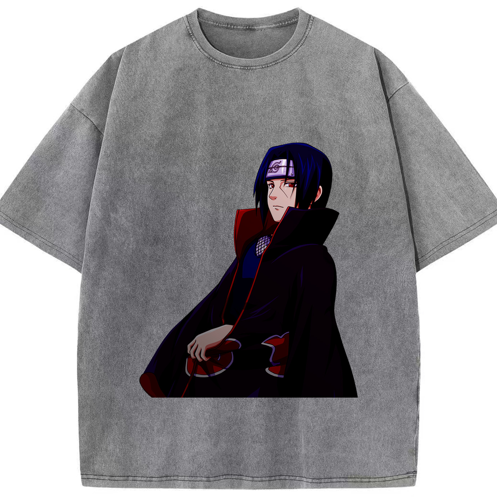 （画像用） NARUTO -ナルト- うちは イタチ Uchiha Itachi 綿100% ヴィンテージ風 半袖Tシャツ（フロントプリント）