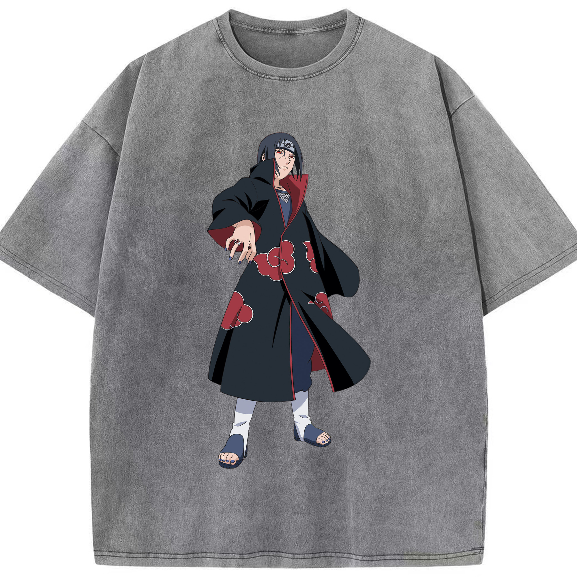 （画像用） NARUTO -ナルト- うちは イタチ Uchiha Itachi 綿100% ヴィンテージ風 半袖Tシャツ（フロントプリント）