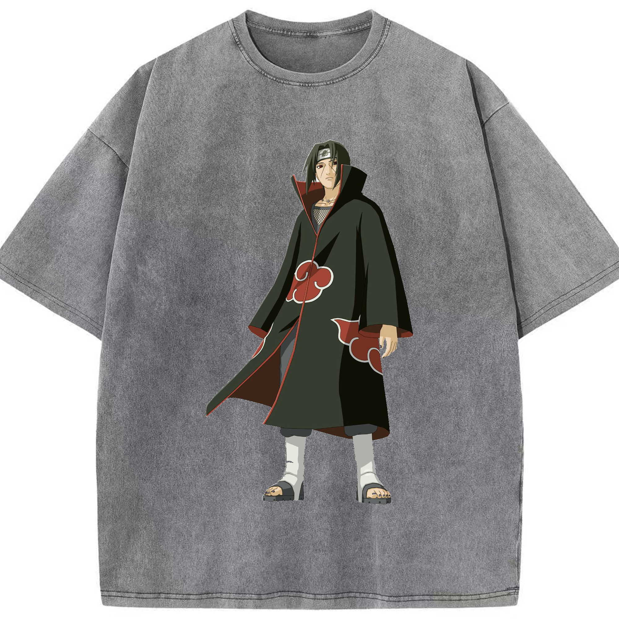（画像用） NARUTO -ナルト- うちは イタチ Uchiha Itachi 綿100% ヴィンテージ風 半袖Tシャツ（フロントプリント）