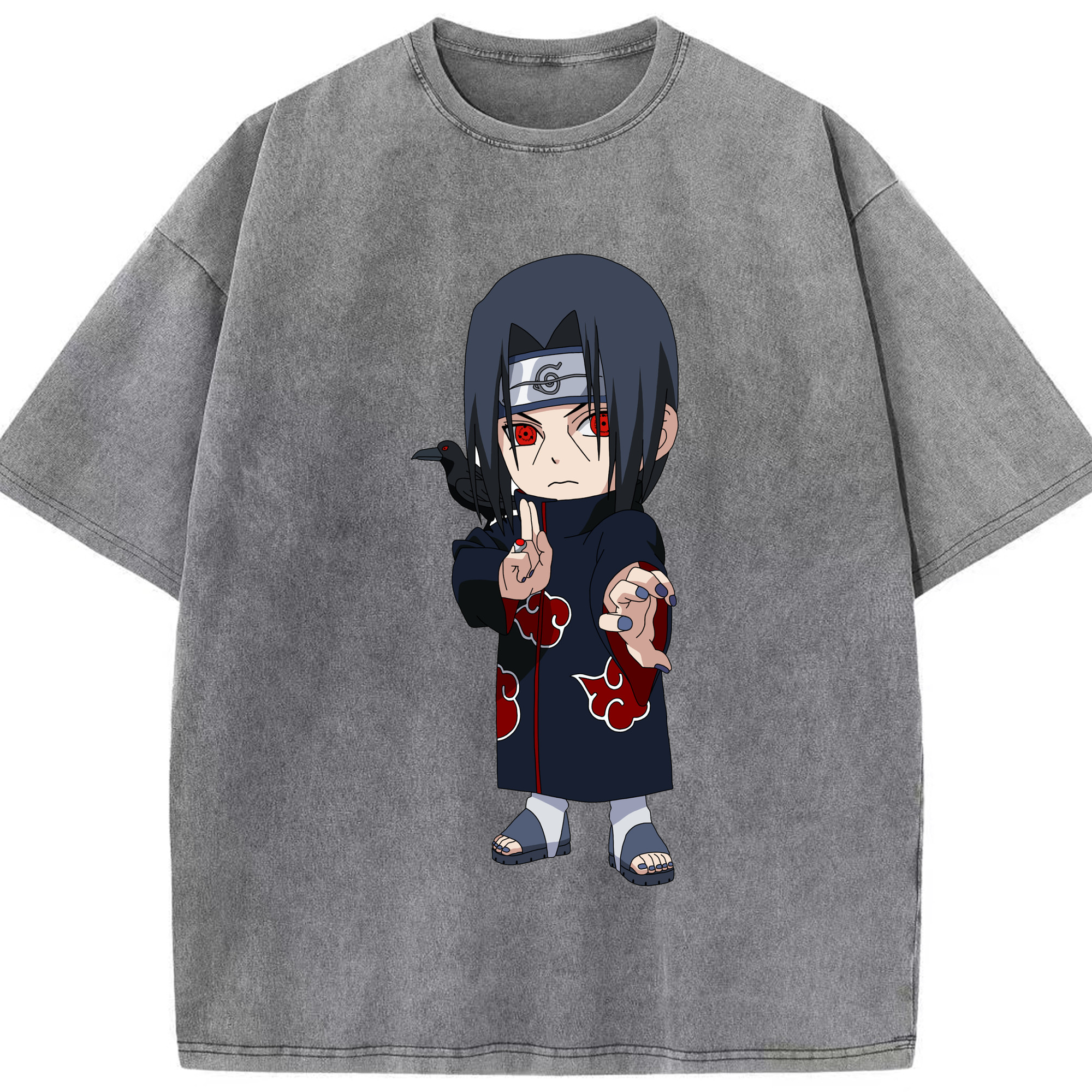 （画像用） NARUTO -ナルト- うちは イタチ Uchiha Itachi 綿100% ヴィンテージ風 半袖Tシャツ（フロントプリント）
