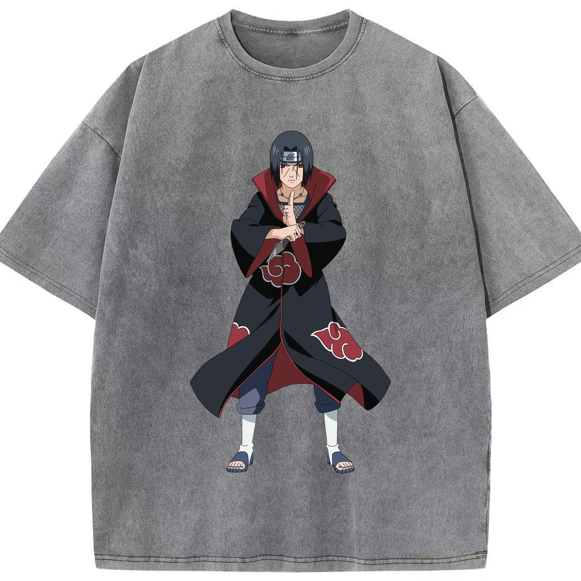 （画像用） NARUTO -ナルト- うちは イタチ Uchiha Itachi 綿100% ヴィンテージ風 半袖Tシャツ（フロントプリント）