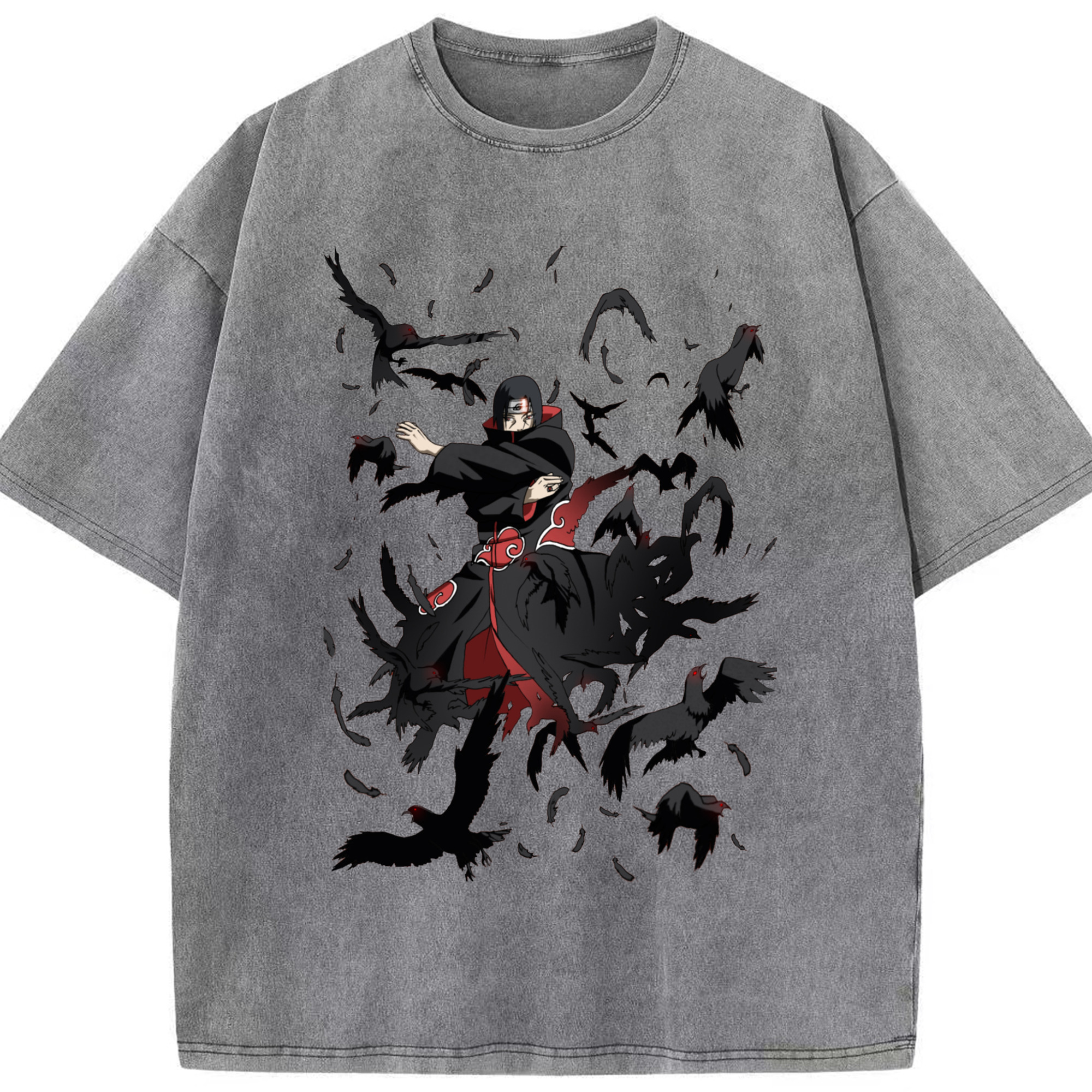 （画像用） NARUTO -ナルト- うちは イタチ Uchiha Itachi 綿100% ヴィンテージ風 半袖Tシャツ（フロントプリント）