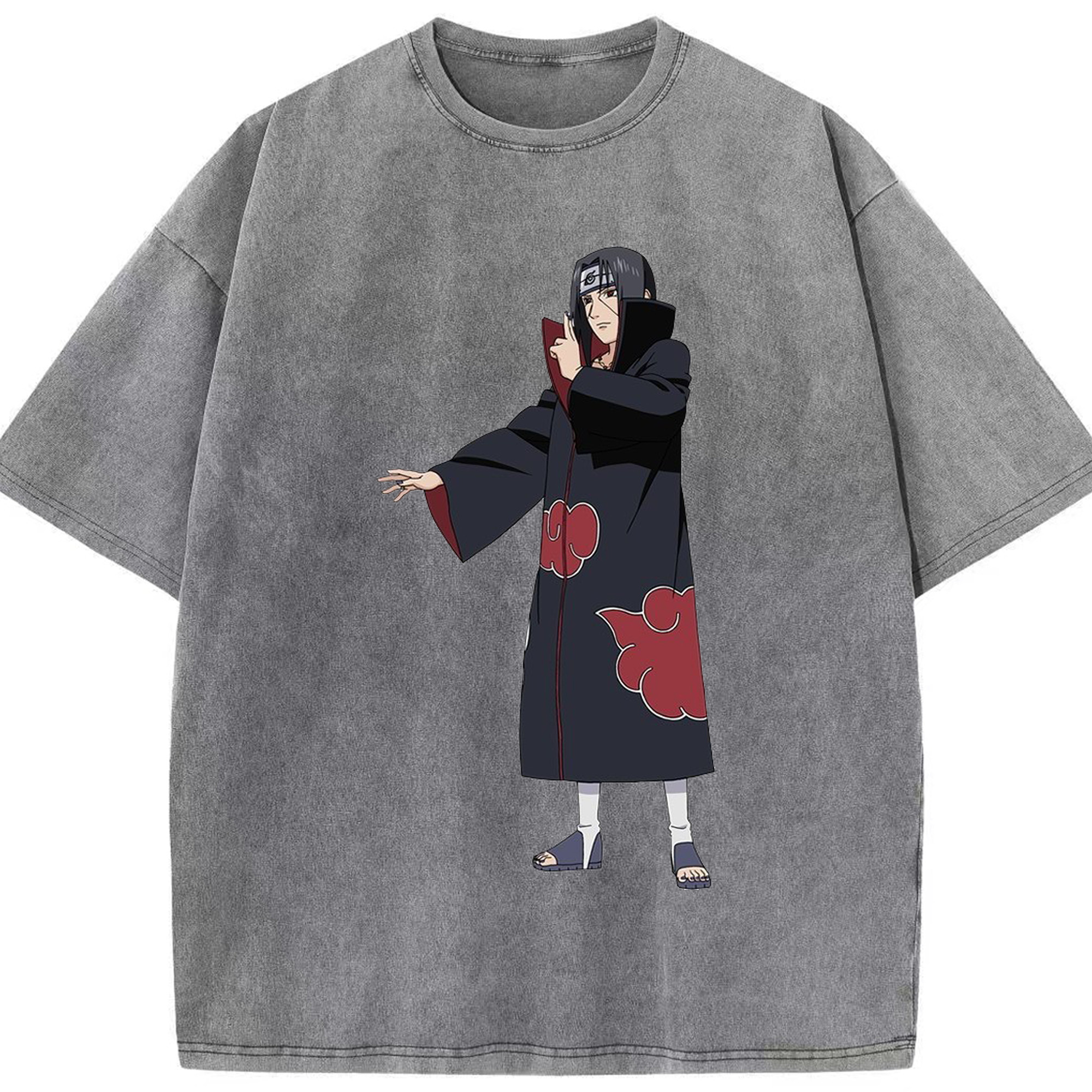 （画像用） NARUTO -ナルト- うちは イタチ Uchiha Itachi 綿100% ヴィンテージ風 半袖Tシャツ（フロントプリント）