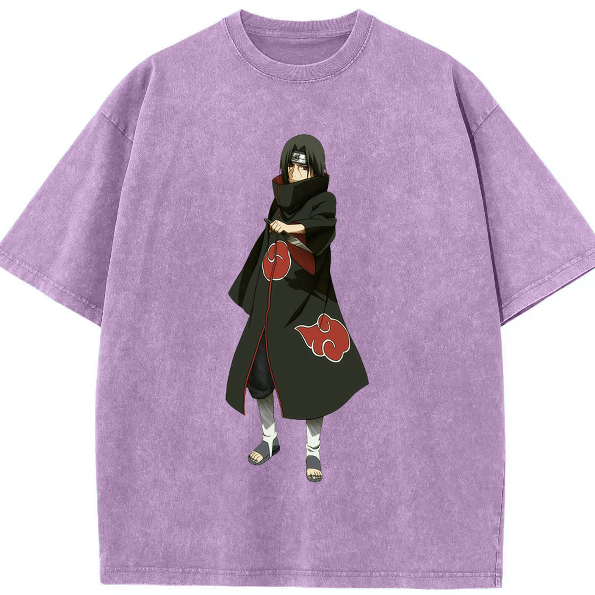 （画像用） NARUTO -ナルト- うちは イタチ Uchiha Itachi 綿100% ヴィンテージ風 半袖Tシャツ（フロントプリント）