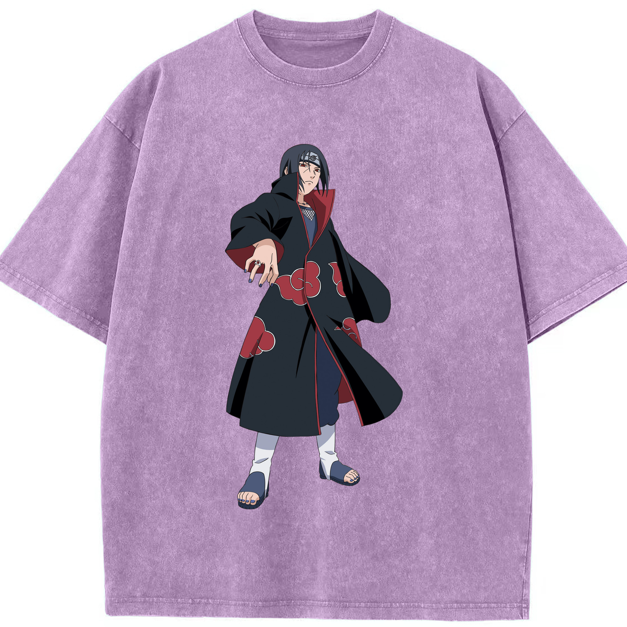 （画像用） NARUTO -ナルト- うちは イタチ Uchiha Itachi 綿100% ヴィンテージ風 半袖Tシャツ（フロントプリント）
