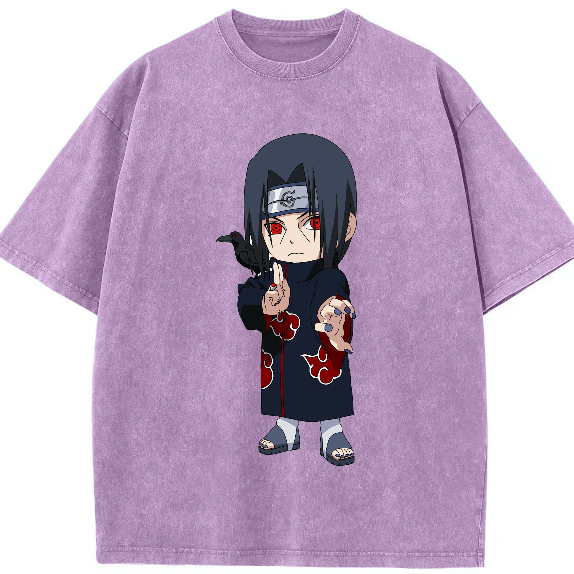 （画像用） NARUTO -ナルト- うちは イタチ Uchiha Itachi 綿100% ヴィンテージ風 半袖Tシャツ（フロントプリント）