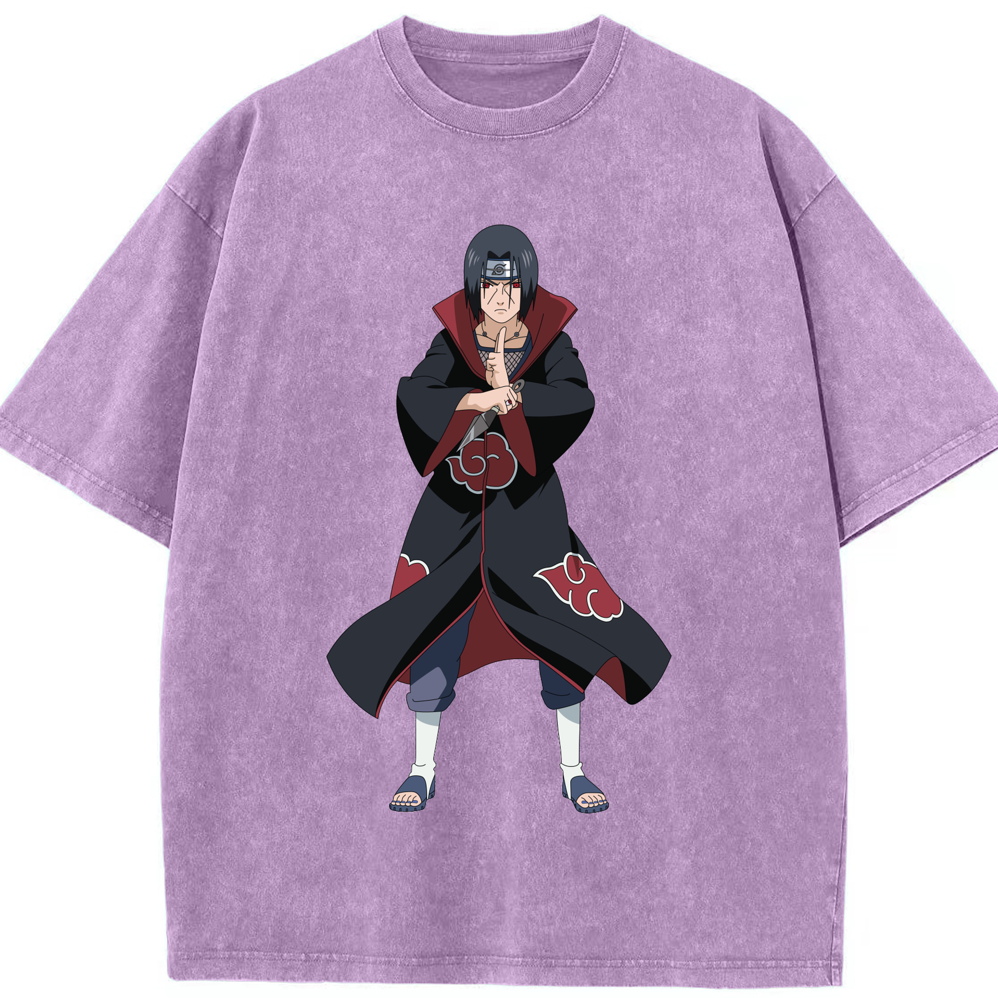 （画像用） NARUTO -ナルト- うちは イタチ Uchiha Itachi 綿100% ヴィンテージ風 半袖Tシャツ（フロントプリント）