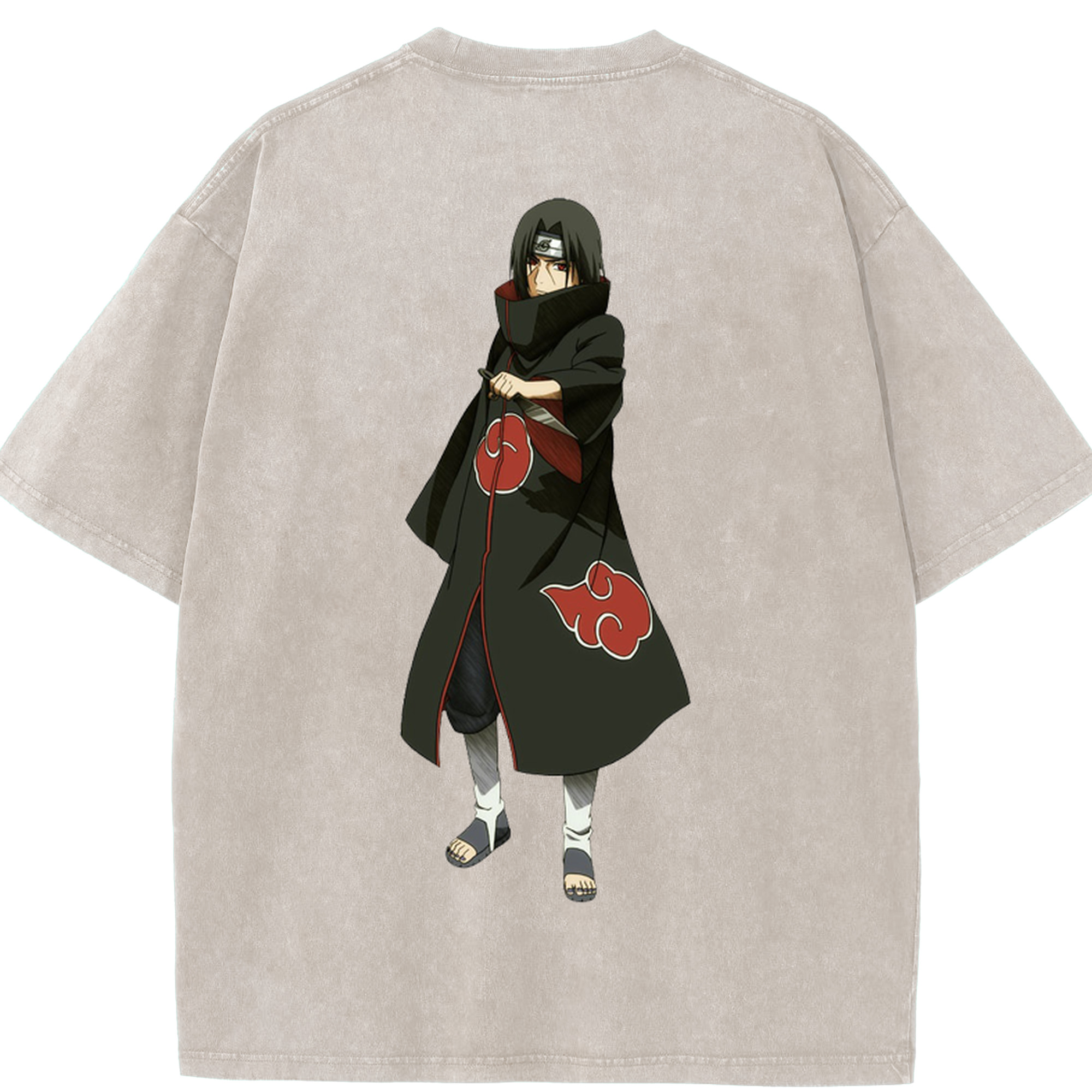 （画像用） NARUTO -ナルト- うちは イタチ Uchiha Itachi 綿100% ヴィンテージ風 半袖Tシャツ（背面プリント）