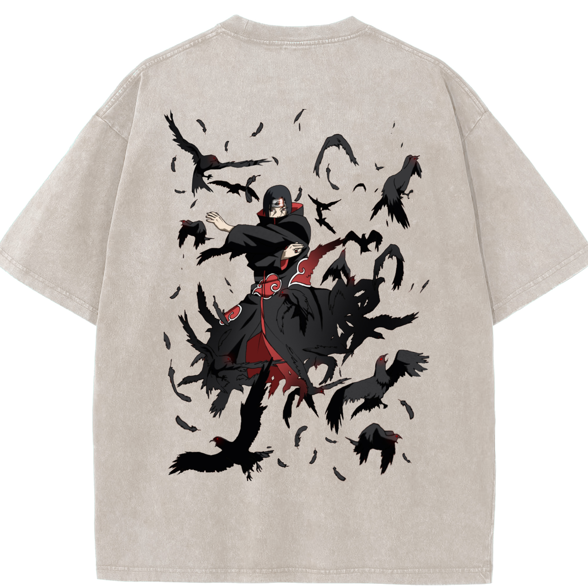 （画像用） NARUTO -ナルト- うちは イタチ Uchiha Itachi 綿100% ヴィンテージ風 半袖Tシャツ（背面プリント）