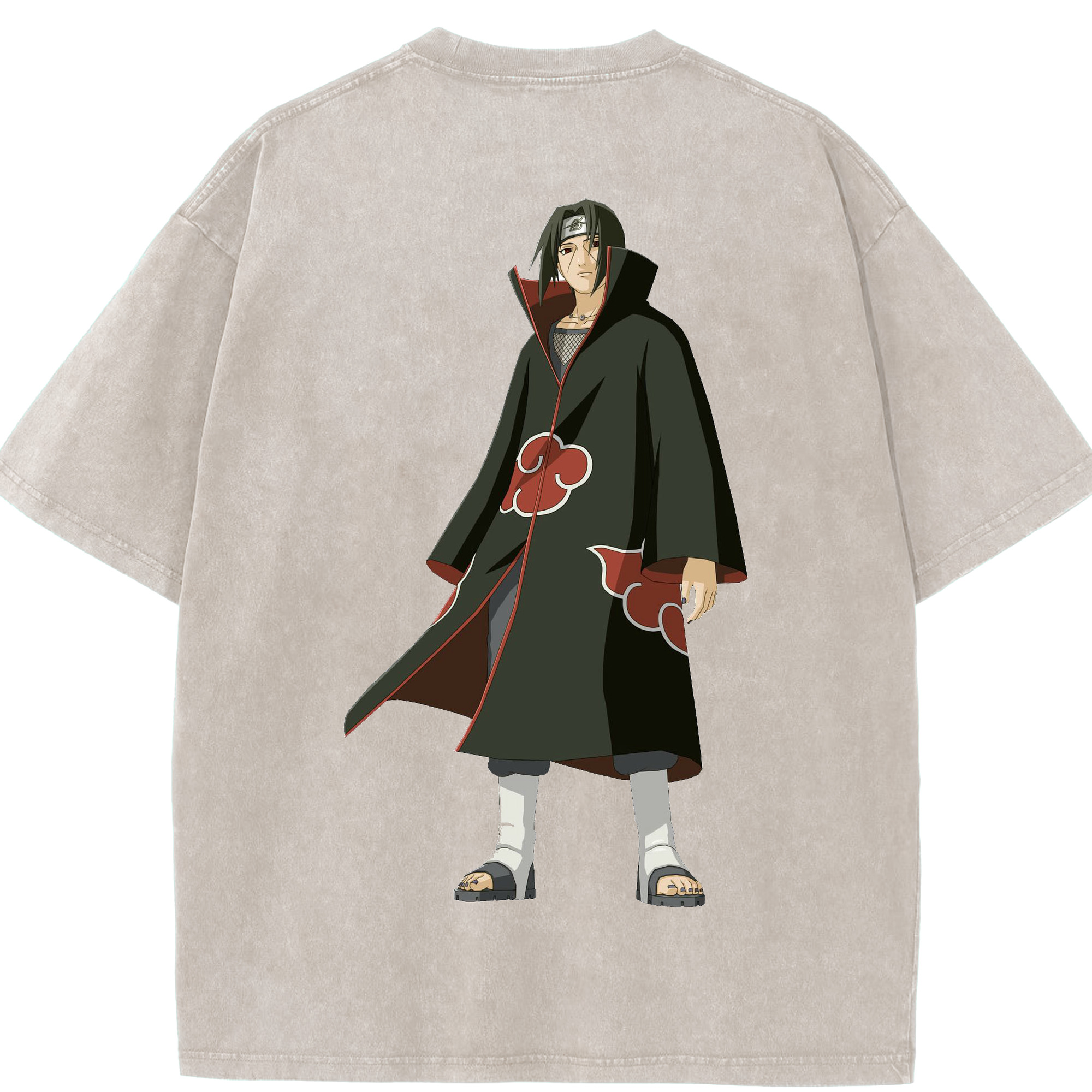 （画像用） NARUTO -ナルト- うちは イタチ Uchiha Itachi 綿100% ヴィンテージ風 半袖Tシャツ（背面プリント）