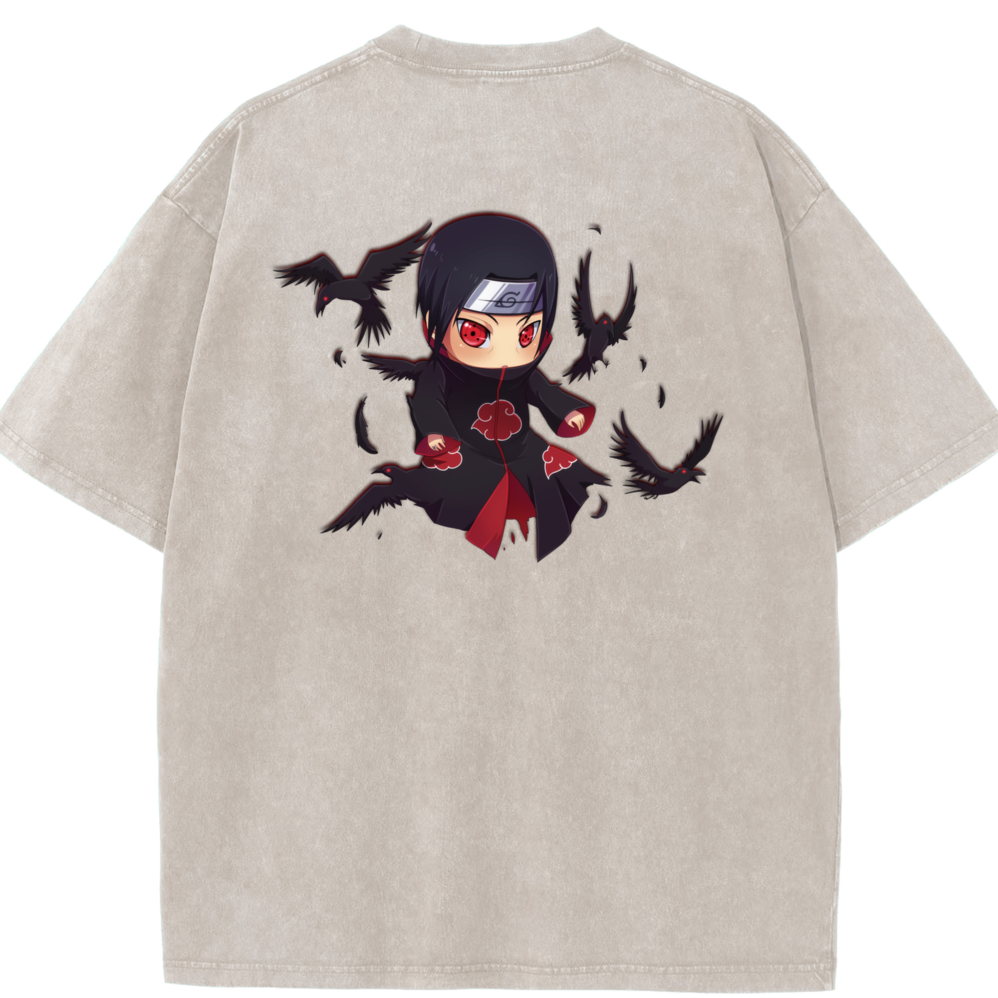 （画像用） NARUTO -ナルト- うちは イタチ Uchiha Itachi 綿100% ヴィンテージ風 半袖Tシャツ（背面プリント）