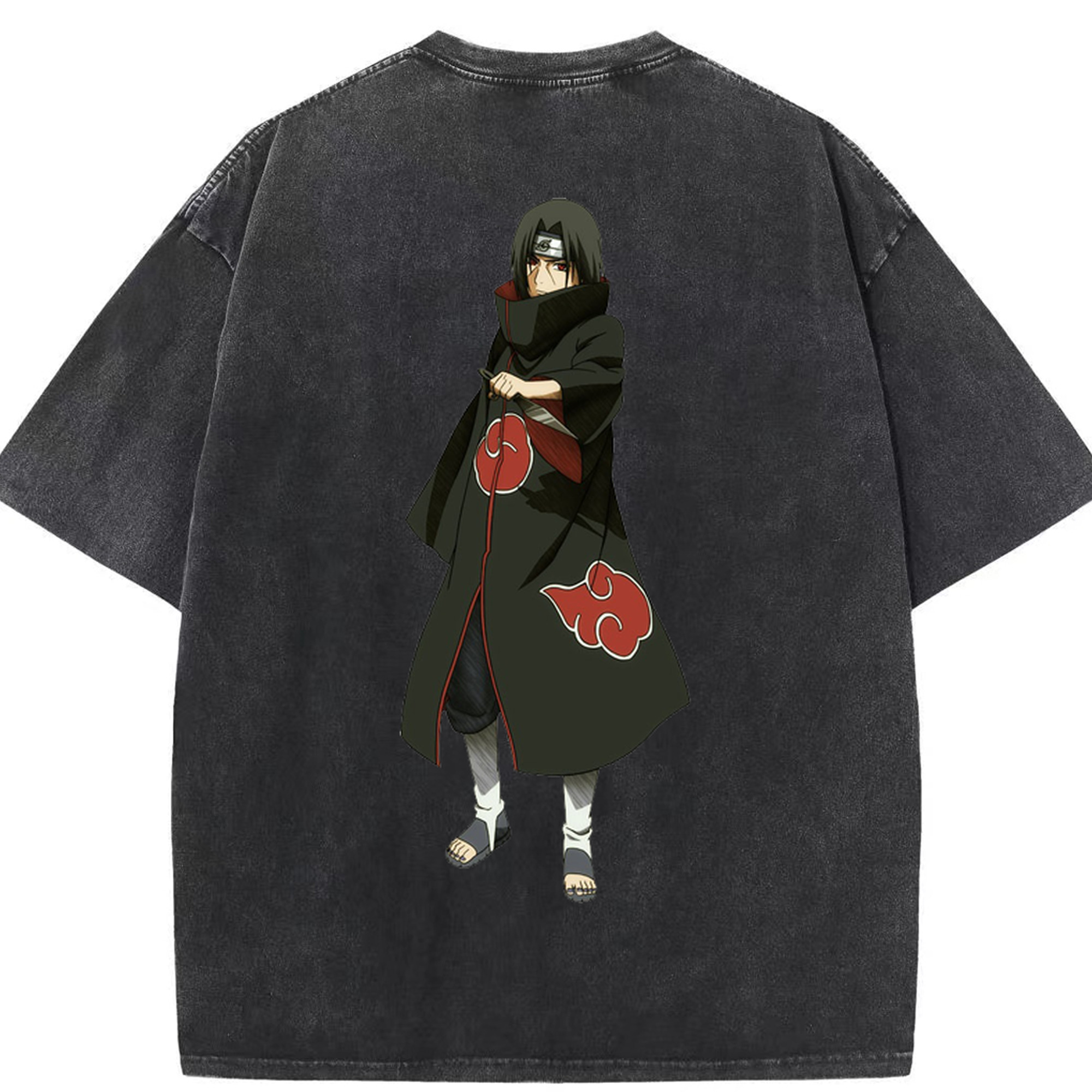 （画像用） NARUTO -ナルト- うちは イタチ Uchiha Itachi 綿100% ヴィンテージ風 半袖Tシャツ（背面プリント）