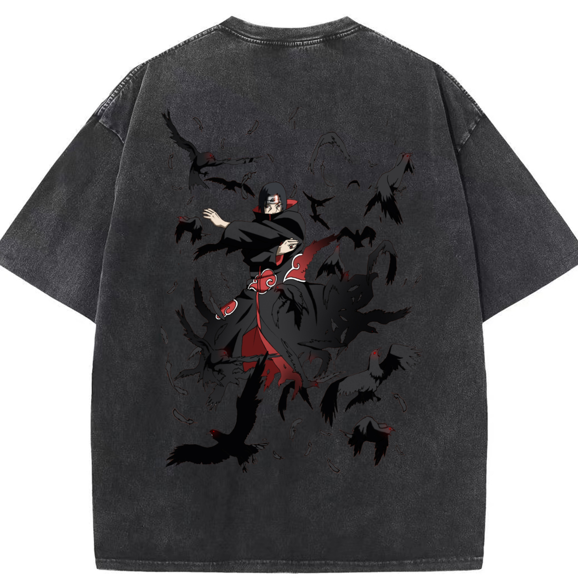 （画像用） NARUTO -ナルト- うちは イタチ Uchiha Itachi 綿100% ヴィンテージ風 半袖Tシャツ（背面プリント）