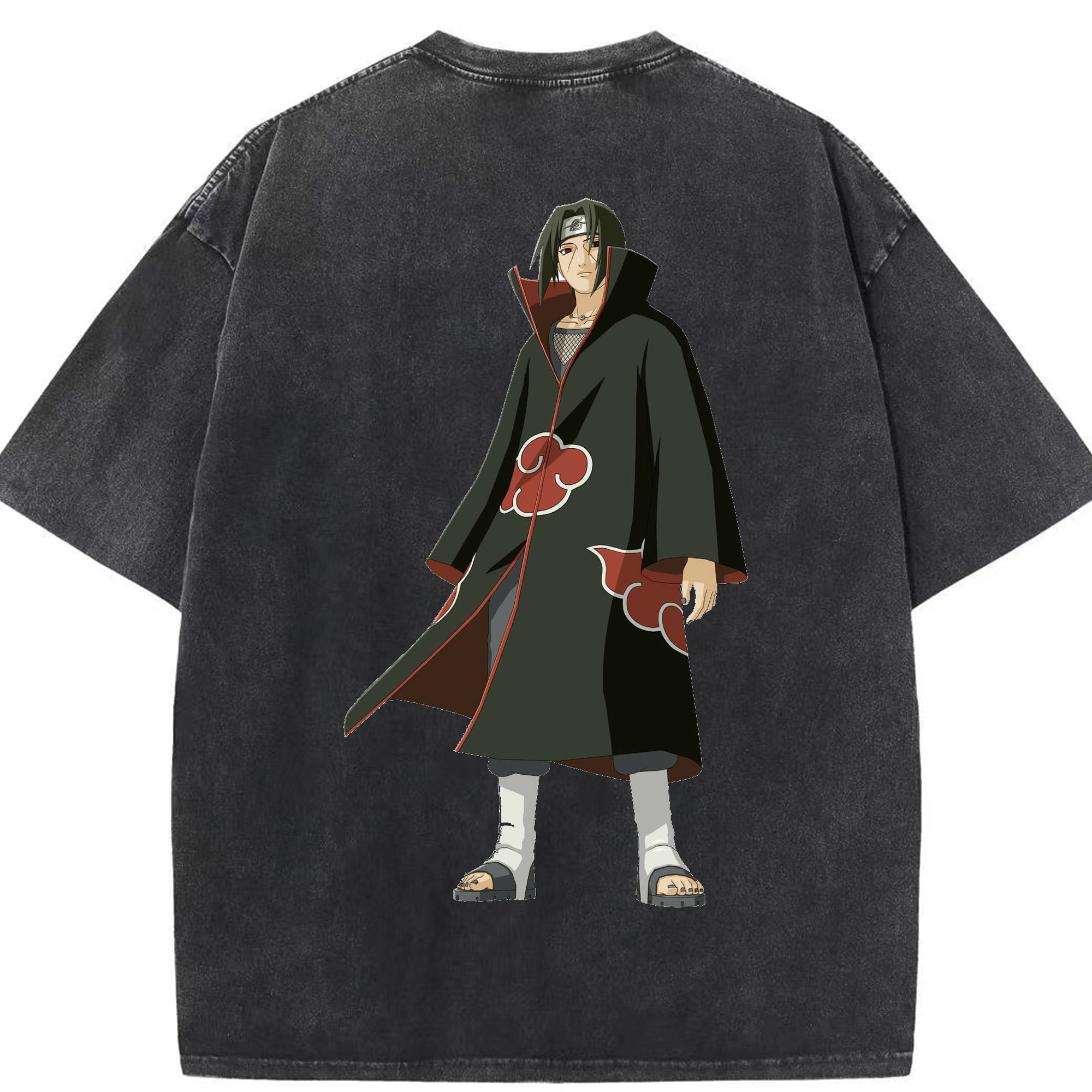 （画像用） NARUTO -ナルト- うちは イタチ Uchiha Itachi 綿100% ヴィンテージ風 半袖Tシャツ（背面プリント）